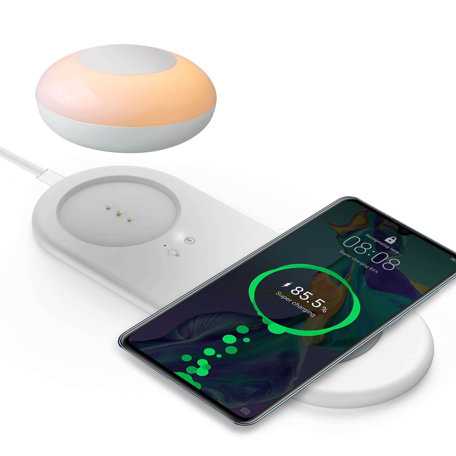 ARCLIGHT Magnetic Detachable LED Night Light with Wireless Charger - Dimmable Warm Light, Touch Control Bedside Lamp for Nightstands, Bedroom & Living Room | Perfect for Reading, Relaxing & Charging Devices at Night