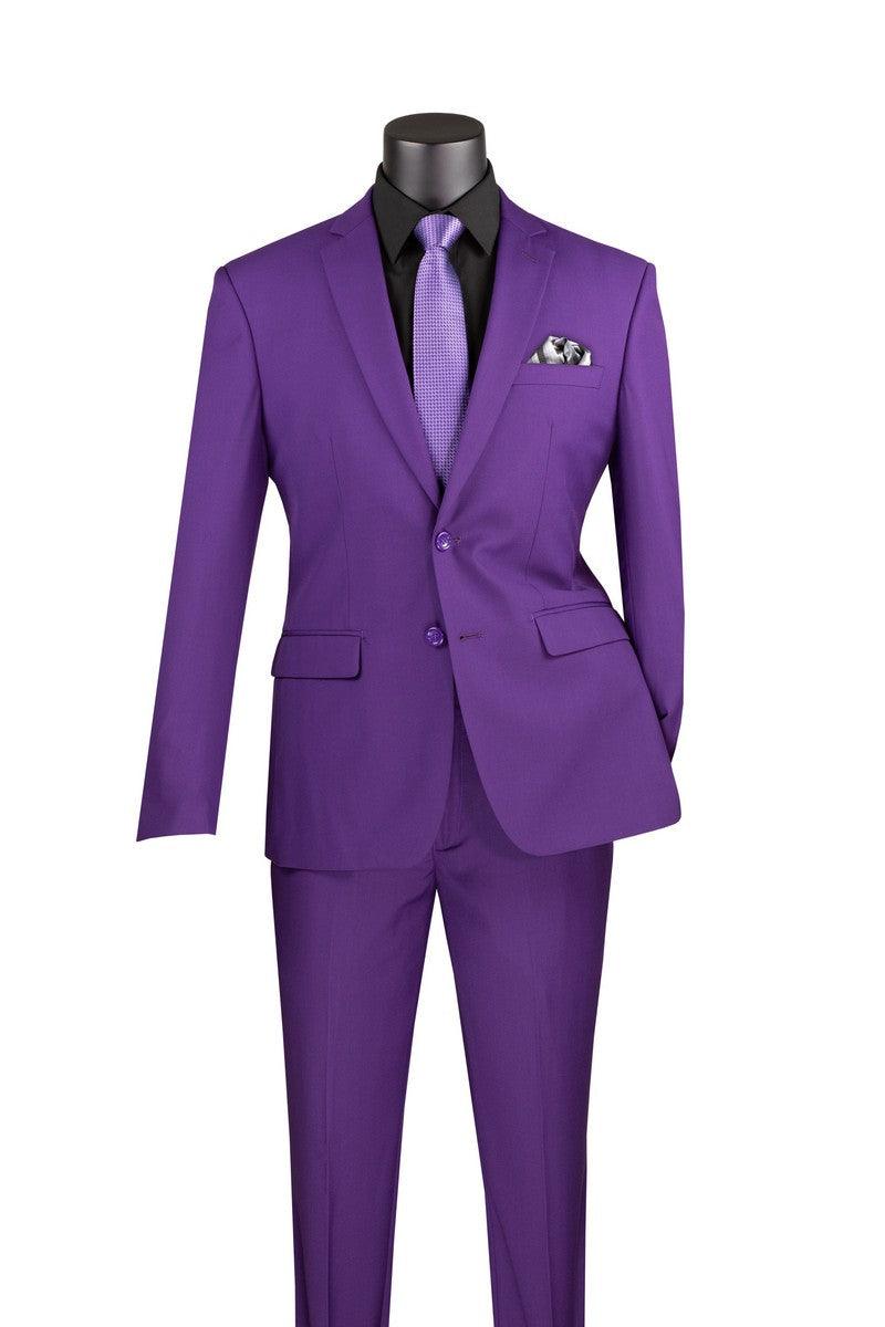 Oslo Collection Slim Fit 2-Piece Suit in Purple | Men's Formal Business Attire for Weddings, Office & Special Occasions