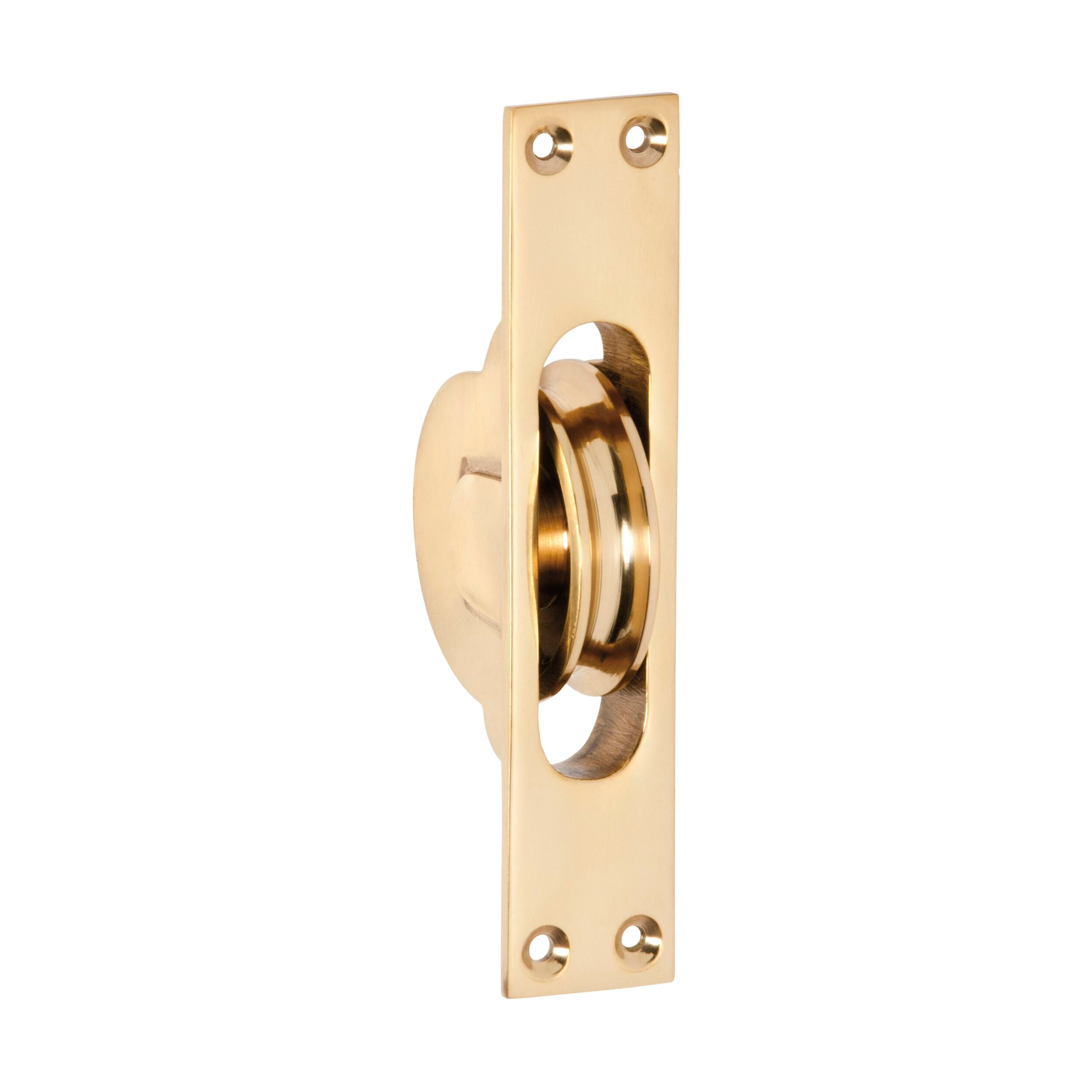 1680 Sash Window Pulley - Polished Brass (H125mm x W25mm) - Vintage Home Restoration & DIY Window Hardware Replacement