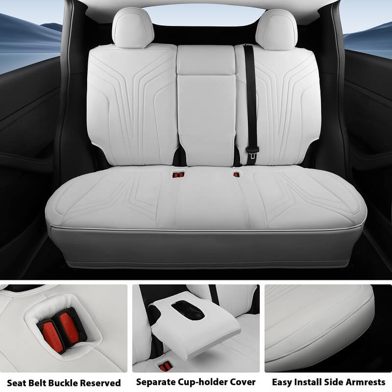 Premium Tesla Model Y Nappa Leather Seat Covers - Waterproof & Custom Fit for Enhanced Comfort & Protection - Perfect for Road Trips & Daily Commutes