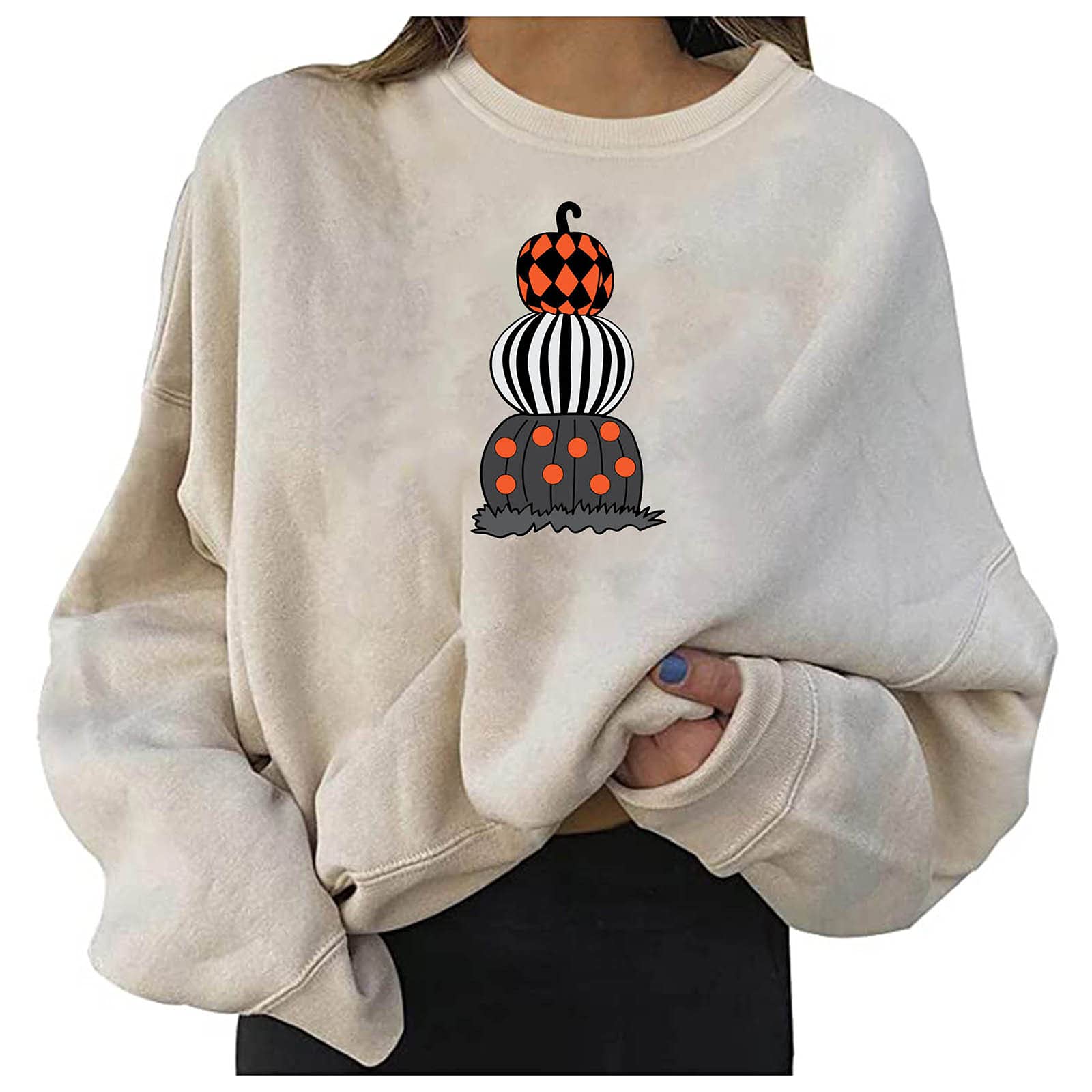 Littleice Women's Halloween Print Hoodie - Casual Long Sleeve O-Neck Sweatshirt for Women | Perfect for Halloween Parties, Fall Outfits & Cozy Everyday Wear