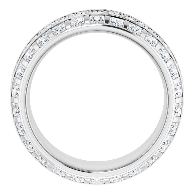 3.12 Carat Princess Cut Diamond Eternity Band Ring - Vintage Inspired Wedding Band for Women, Perfect for Anniversary, Engagement, and Special Occasions