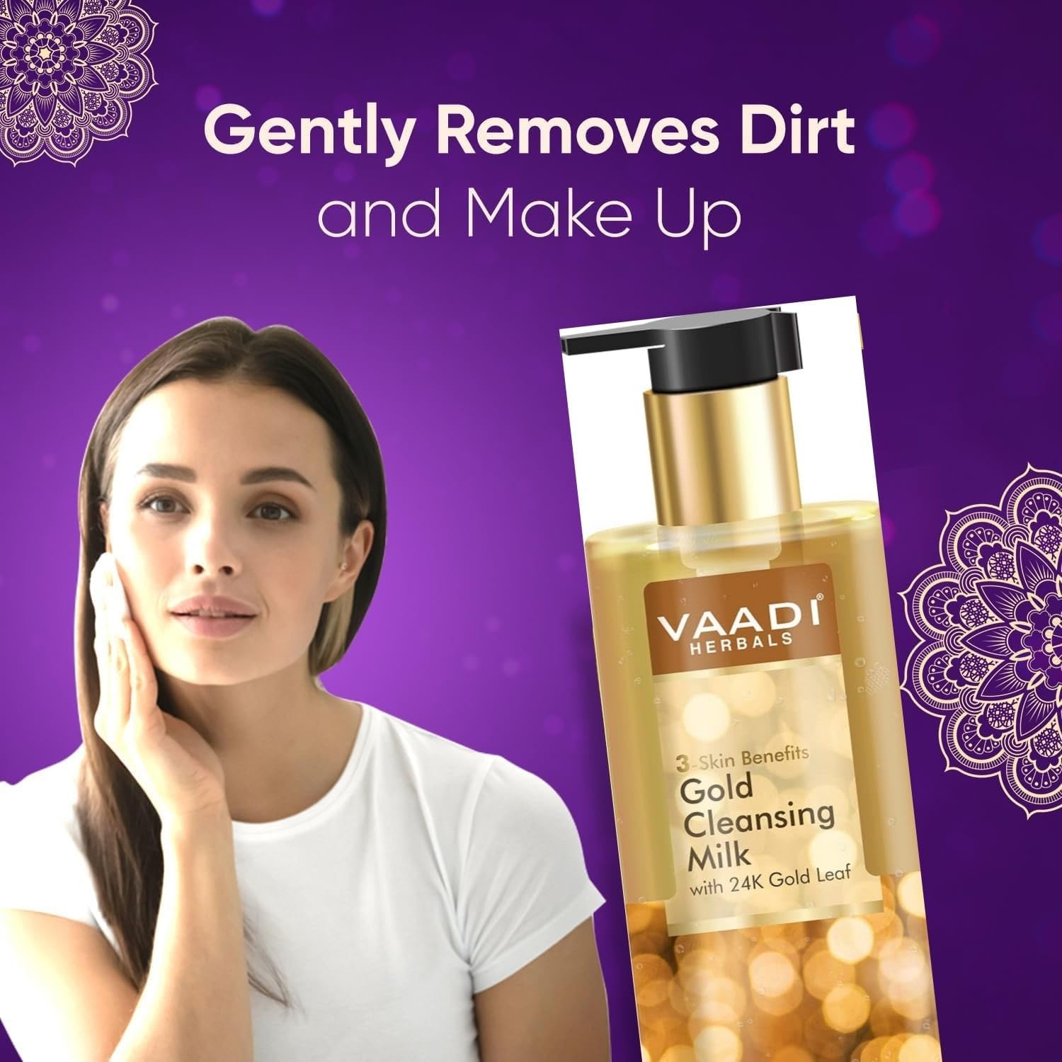 24K Gold & Vitamin E Milk Cleanser with Honey & Almond Oil - Gentle Hydrating Face Wash for Smooth, Toned Skin - 250ml | Perfect for Daily Skincare Routine & Sensitive Skin Care