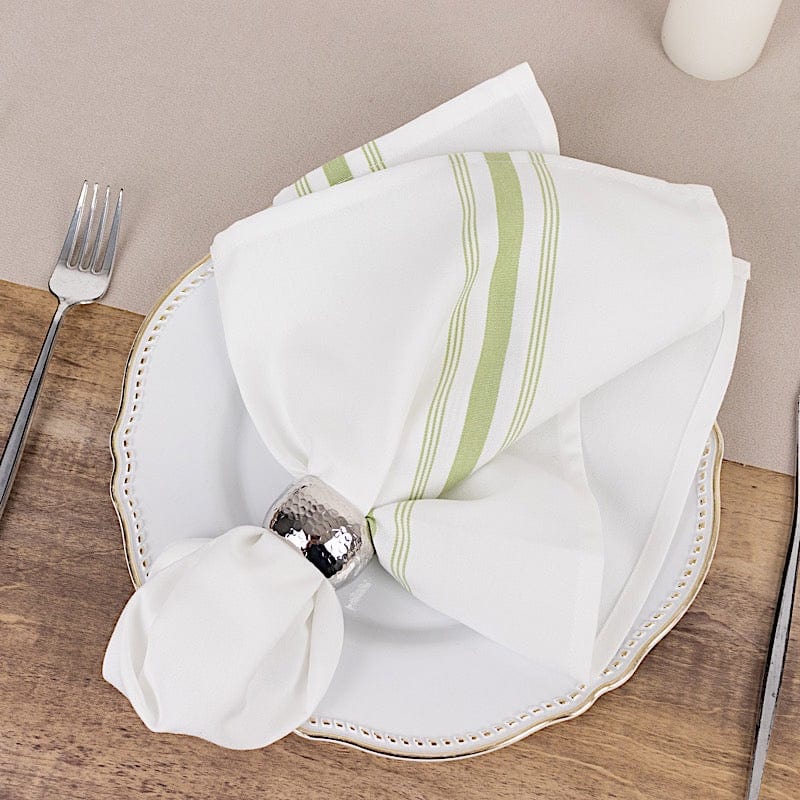 10 Pack Striped Polyester Napkins 18x22 Inches - Elegant Table Linens for Dinner Parties, Weddings & Home Decor