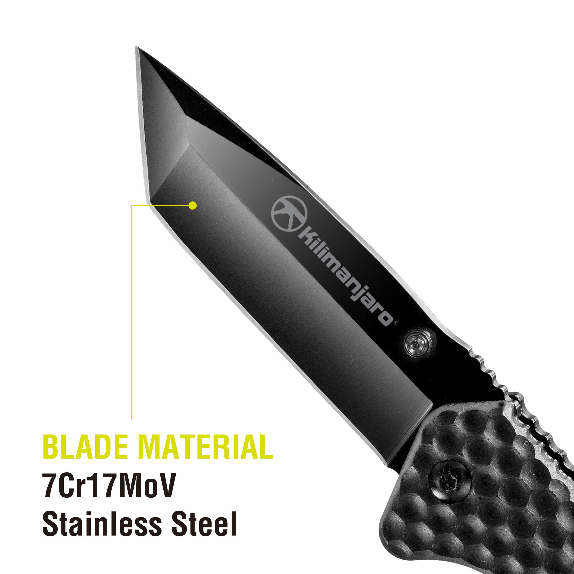 Kilimanjaro 910033 KJ910033 Fixed Blade Hunting Knife - Outdoor Camping, Survival, Kitchen & Tactical Use - Black Finish - Perfect for Hiking, Fishing & Bushcraft Activities