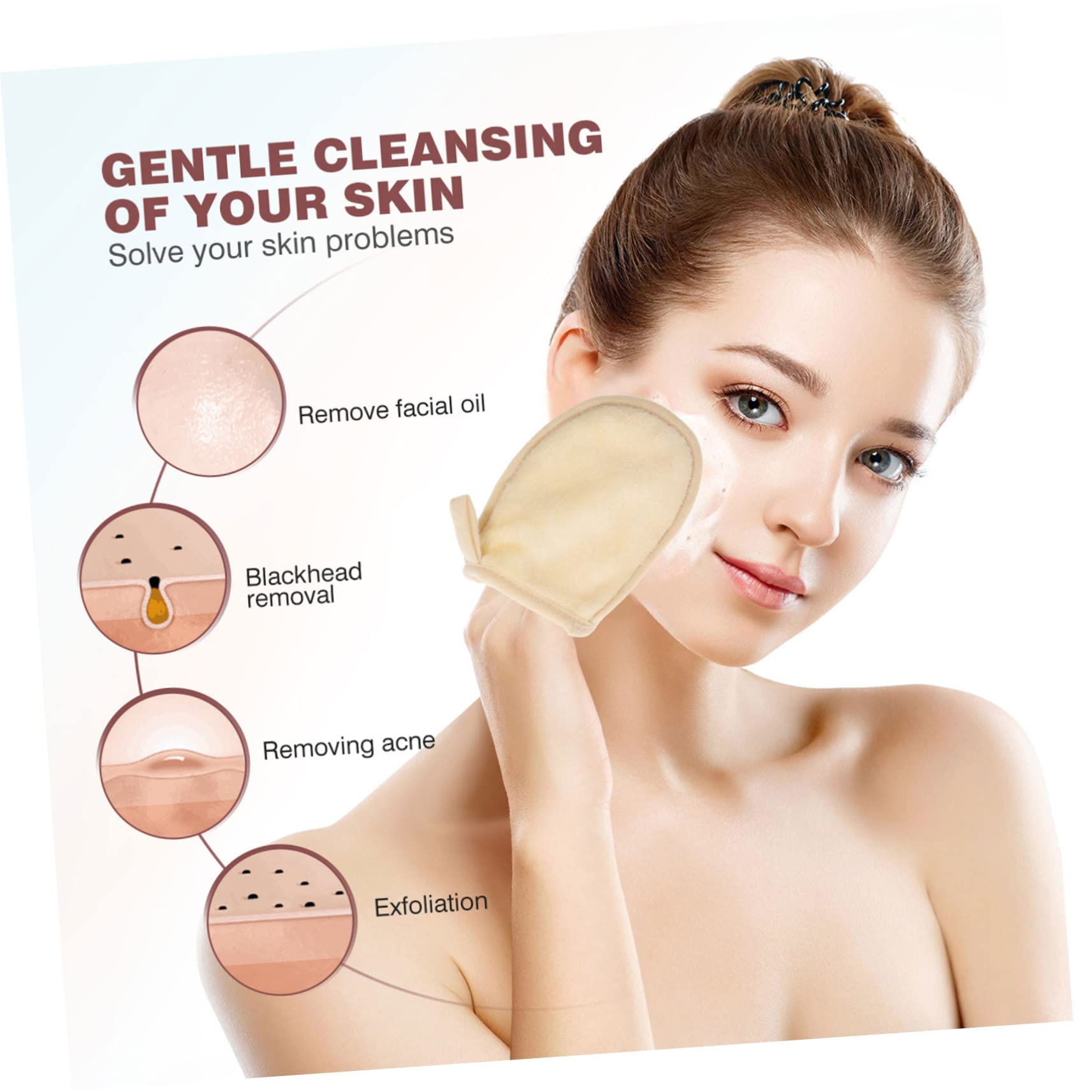 4pcs Reusable Facial Cleaning Gloves - Soft Makeup Remover Pads for Gentle Exfoliation & Cleansing | Eco-Friendly Face Washing Sponges for Sensitive Skin | Perfect for Daily Skincare & Travel