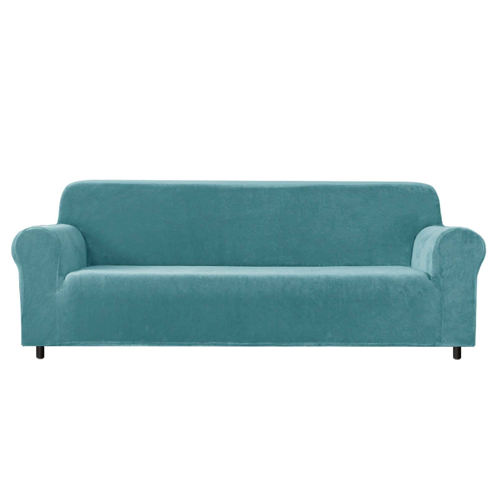 Stretch Velvet Sofa Slipcover for 3-Seater Couch (145-178cm/57-70in) - Blue Furniture Protector for Living Room | Perfect for Pet Owners & Home Decor Refresh