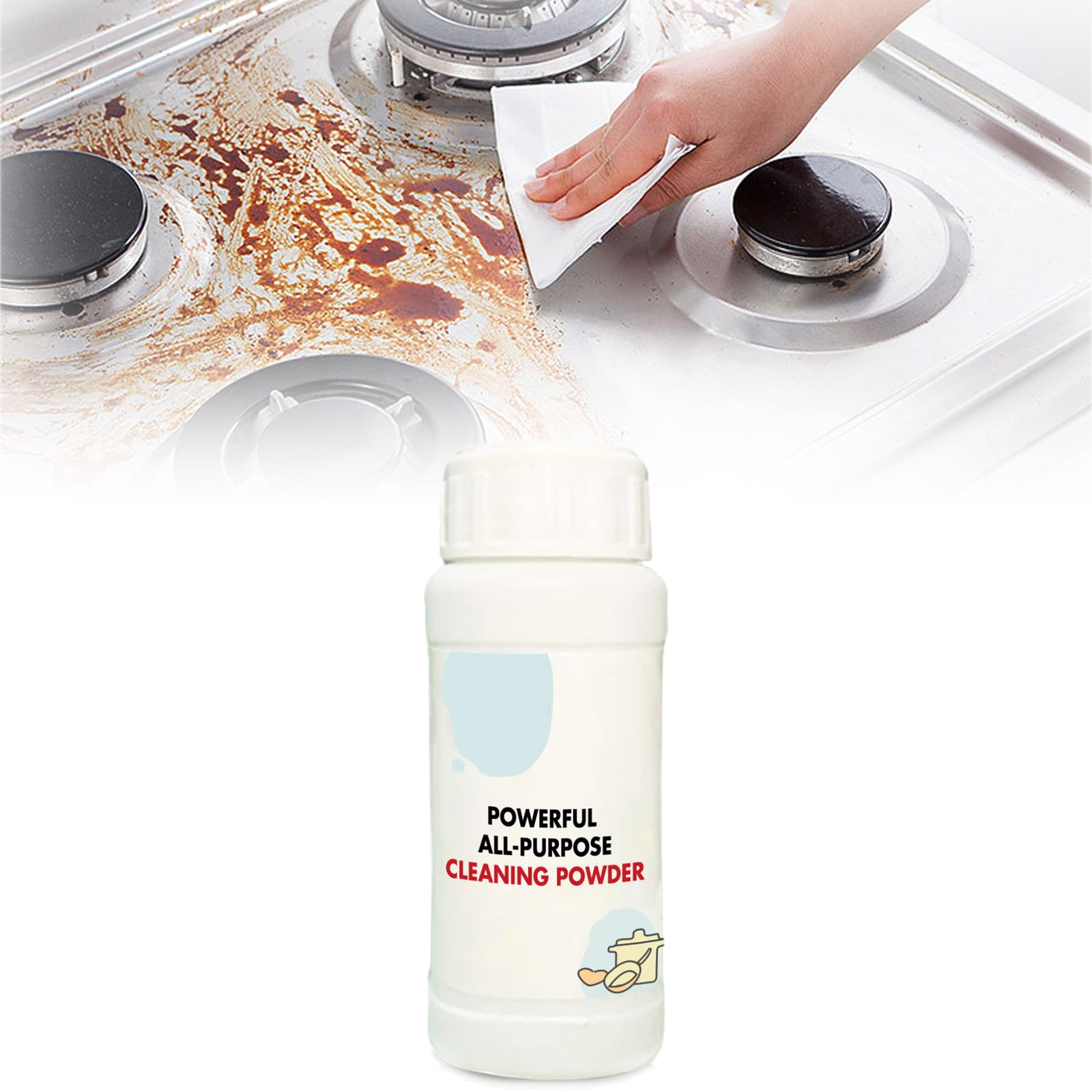 HRGSOT 2023 New Foam Rust Remover & All-Purpose Kitchen Cleaner Powder - Powerful Stain Remover for Pots, Pans, Sinks, Stoves & Appliances - Instant Cleaning Solution (110g) - Perfect for Deep Cleaning Kitchens, Bathrooms & Outdoor Grills