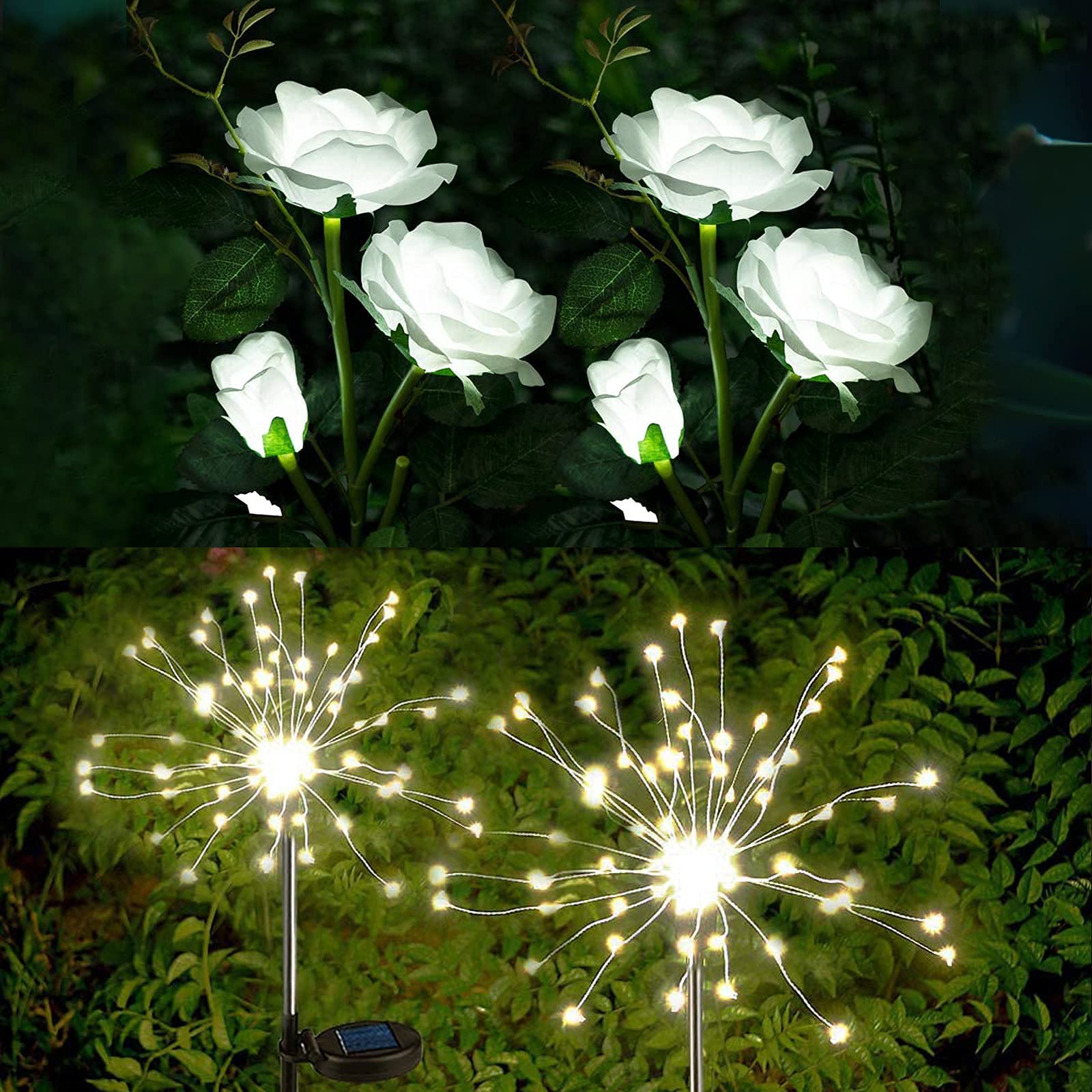 Anordsem 4Pcs Solar Powered Outdoor Garden Lights - Waterproof Solar Stake Lights for Pathway, Walkway, Driveway, Landscape, Yard, Patio - Perfect for Evening Ambience & Backyard Decor