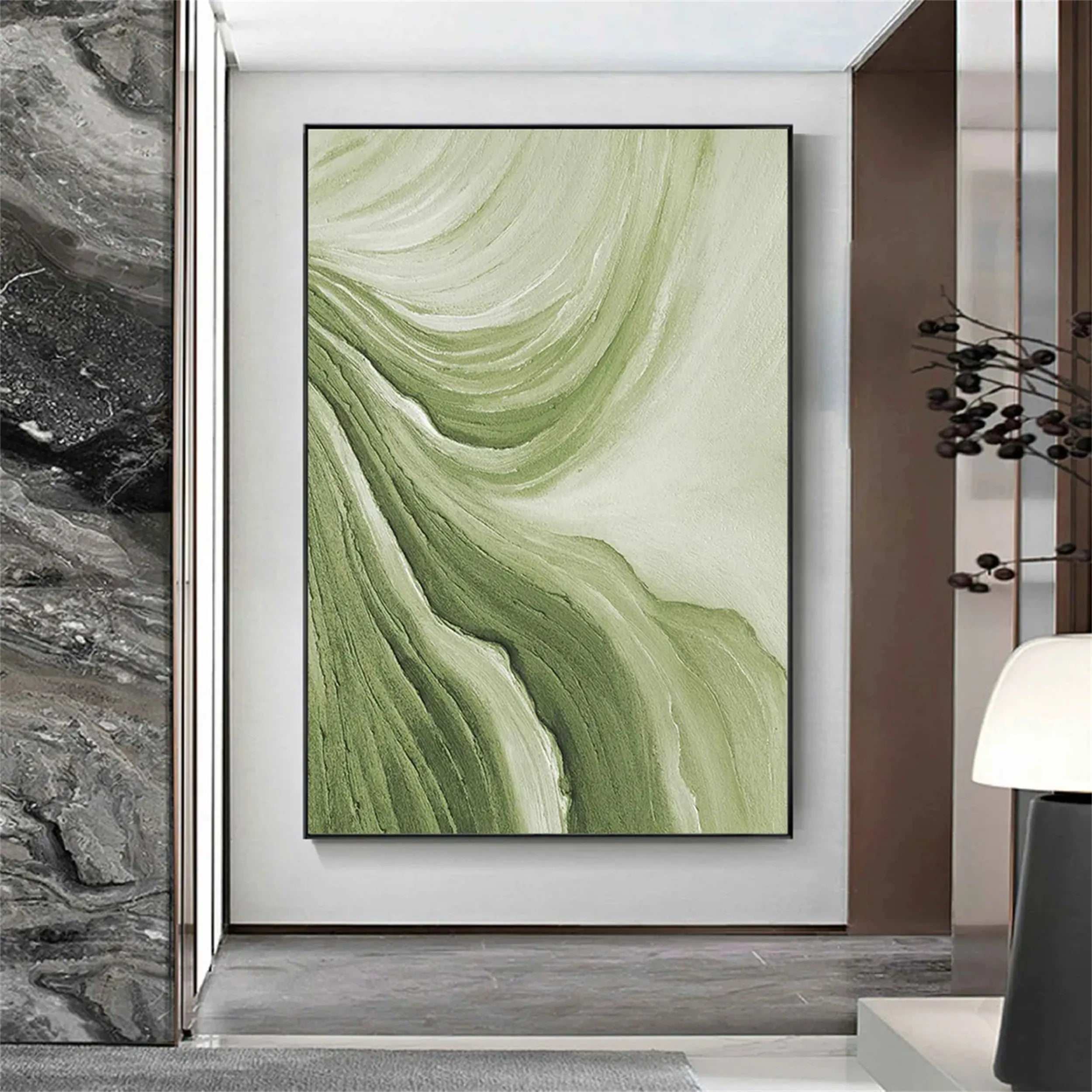 Blue & Green Abstract Wall Art Canvas Print #BG022 - Modern Home Decor for Living Room, Bedroom & Office