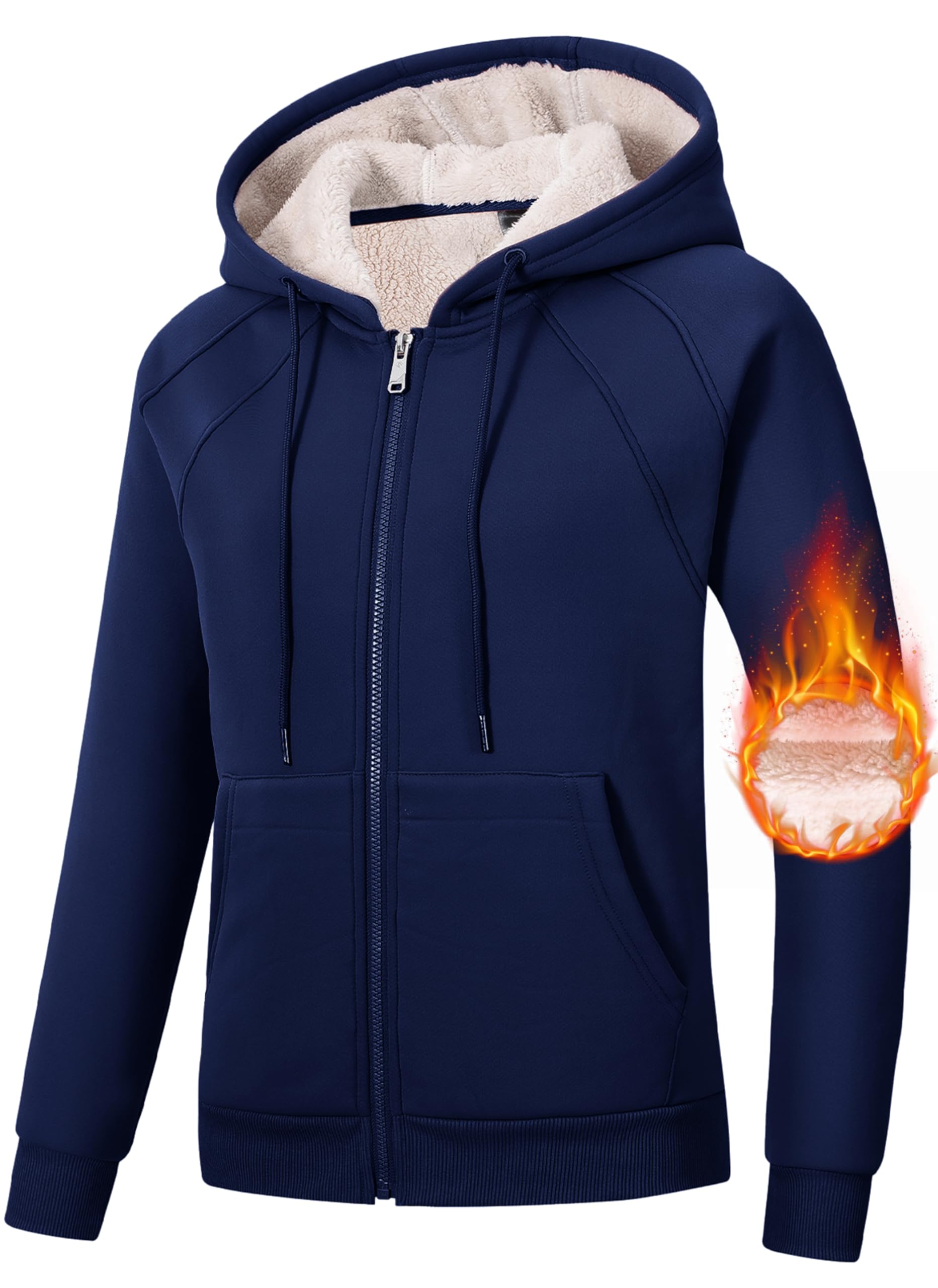 MoFiz Women's Fleece Zip Up Hoodie - Warm Sherpa Lined Winter Jacket with Pockets | Cozy Outdoor Wear for Hiking, Camping & Casual Fashion