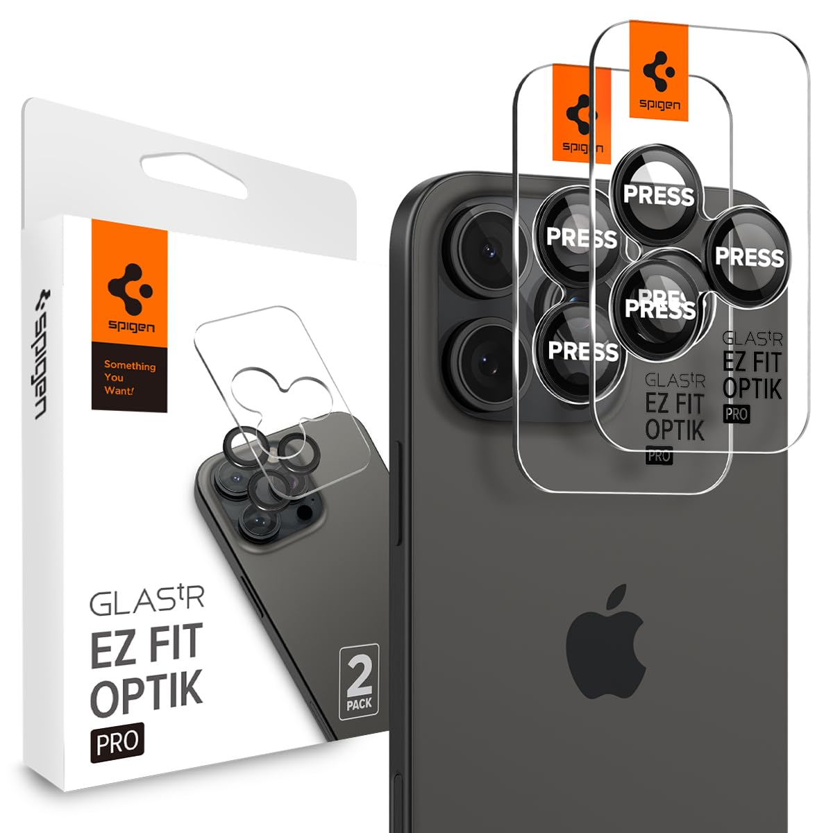 Spigen Camera Lens Screen Protector [GlasTR EZ Fit Optik Pro] for iPhone 14 Pro Max & iPhone 14 Pro - Case Friendly, Anti-Scratch, HD Clarity - 2 Pack (Black) | Perfect for Outdoor Photography, Travel & Daily Protection