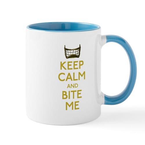 White/Blue Inside - Keep Calm And Bite Me (Net) Mugs