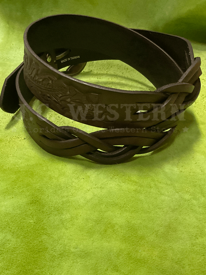 Angel Ranch D140001202 Women's Braided Acorn Belt - Brown Leather Waist Belt for Western Fashion, Boho Outfits & Autumn Styling