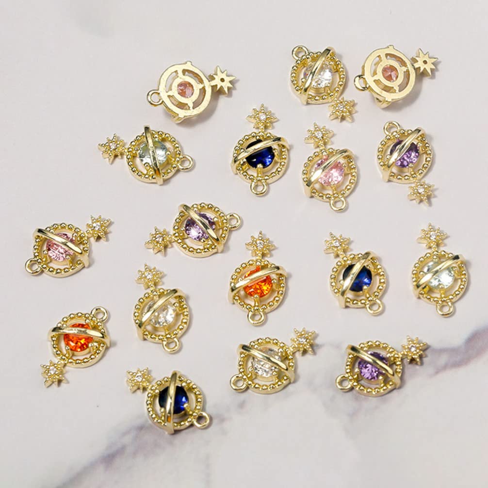 FOMIYES 6Pcs 3D Saturn Planet Nail Gems - DIY Nail Art Charms, Nail Studs for Nail Decoration | Perfect for Galaxy Nail Designs, Space Themed Manicures & Creative Nail Art Projects
