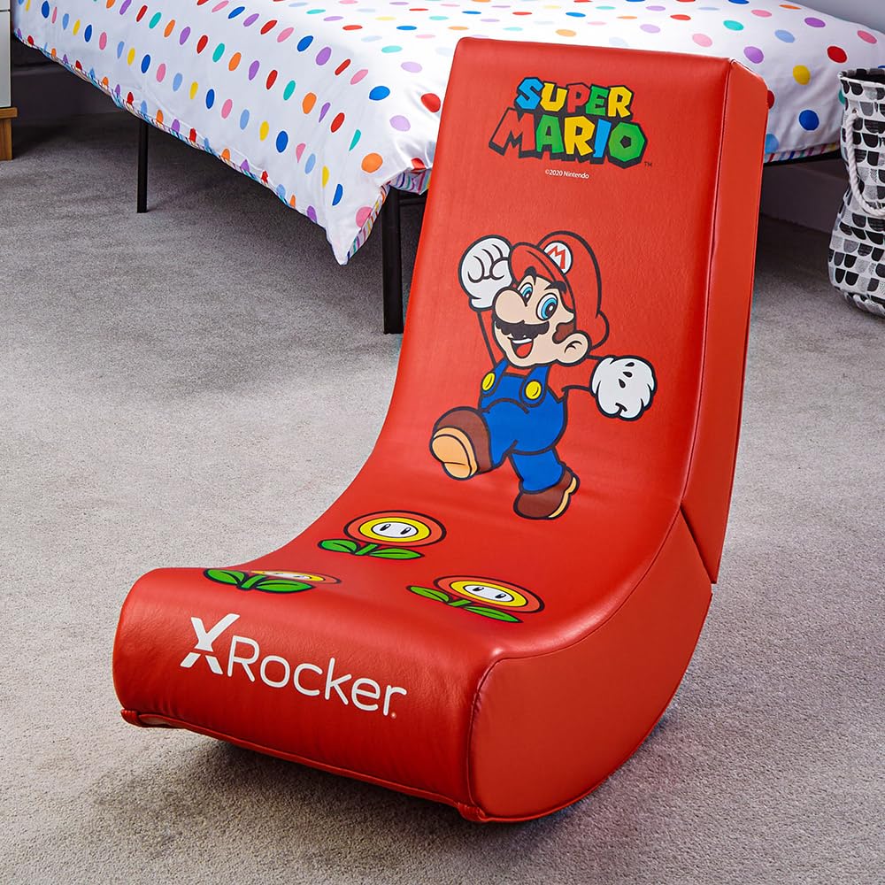 Nintendo Mario Video Rocker Gaming Chair - PU Leather Recliner for Kids & Adults - Perfect for Gaming, Relaxing & Movie Nights