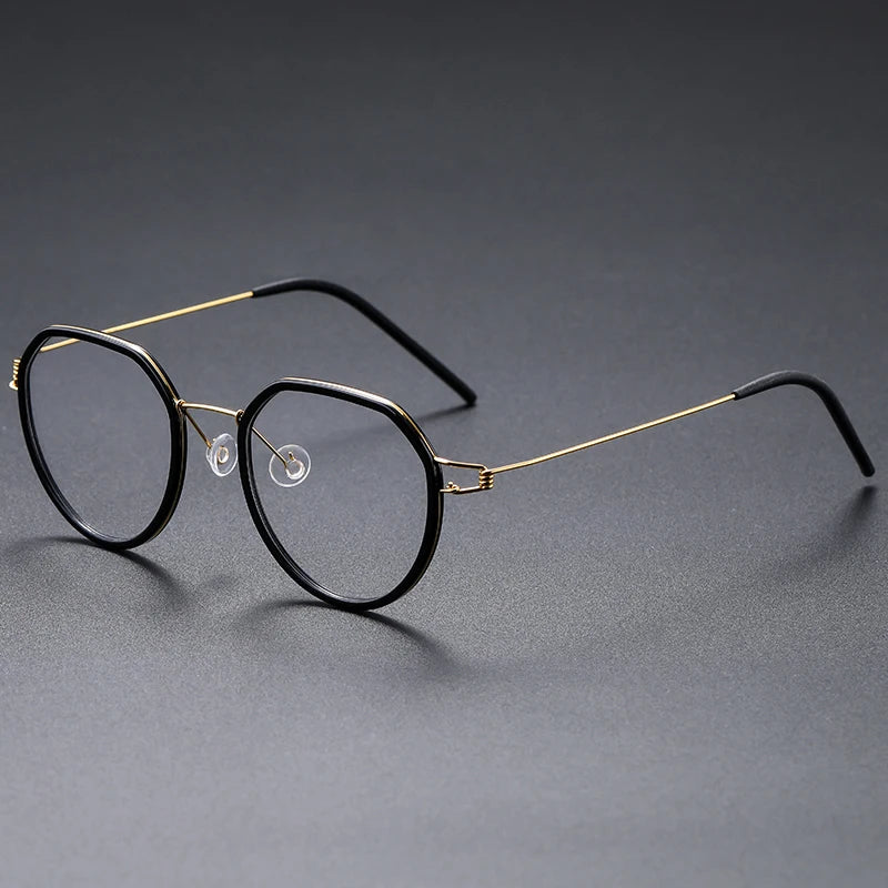 Aimee Unisex Full Rim Flat Top Oval Titanium Alloy Acetate Eyeglasses Frame 4842 - Lightweight & Durable for Work, Reading & Fashion