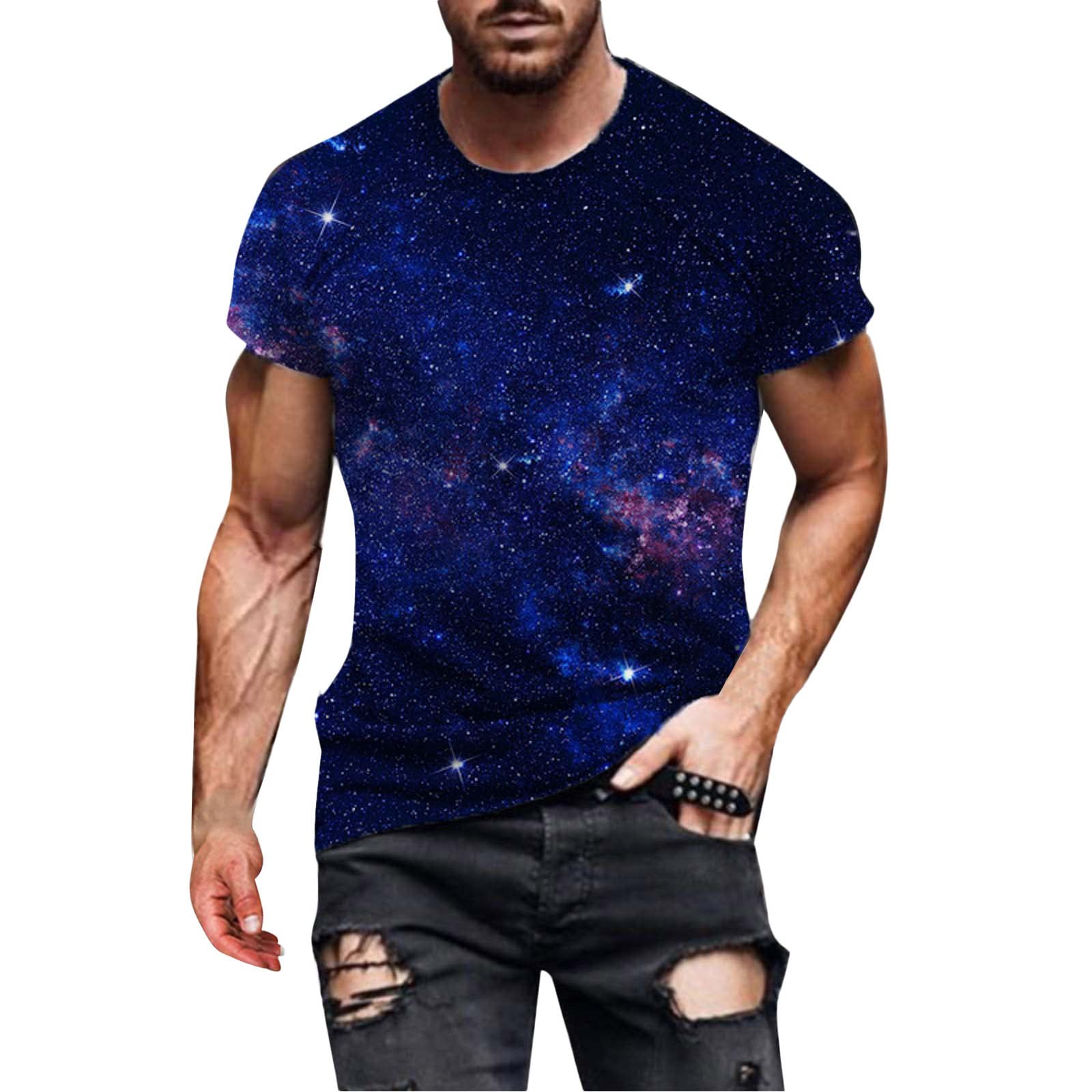 UBST Men's Soldier Short Sleeve T-Shirt - 3D Digital Galaxy Print Crewneck Tee for Summer, Streetwear & Beach Casual Wear | Moisture-Wicking Active Shirt for Gym, Travel & Outdoor Activities