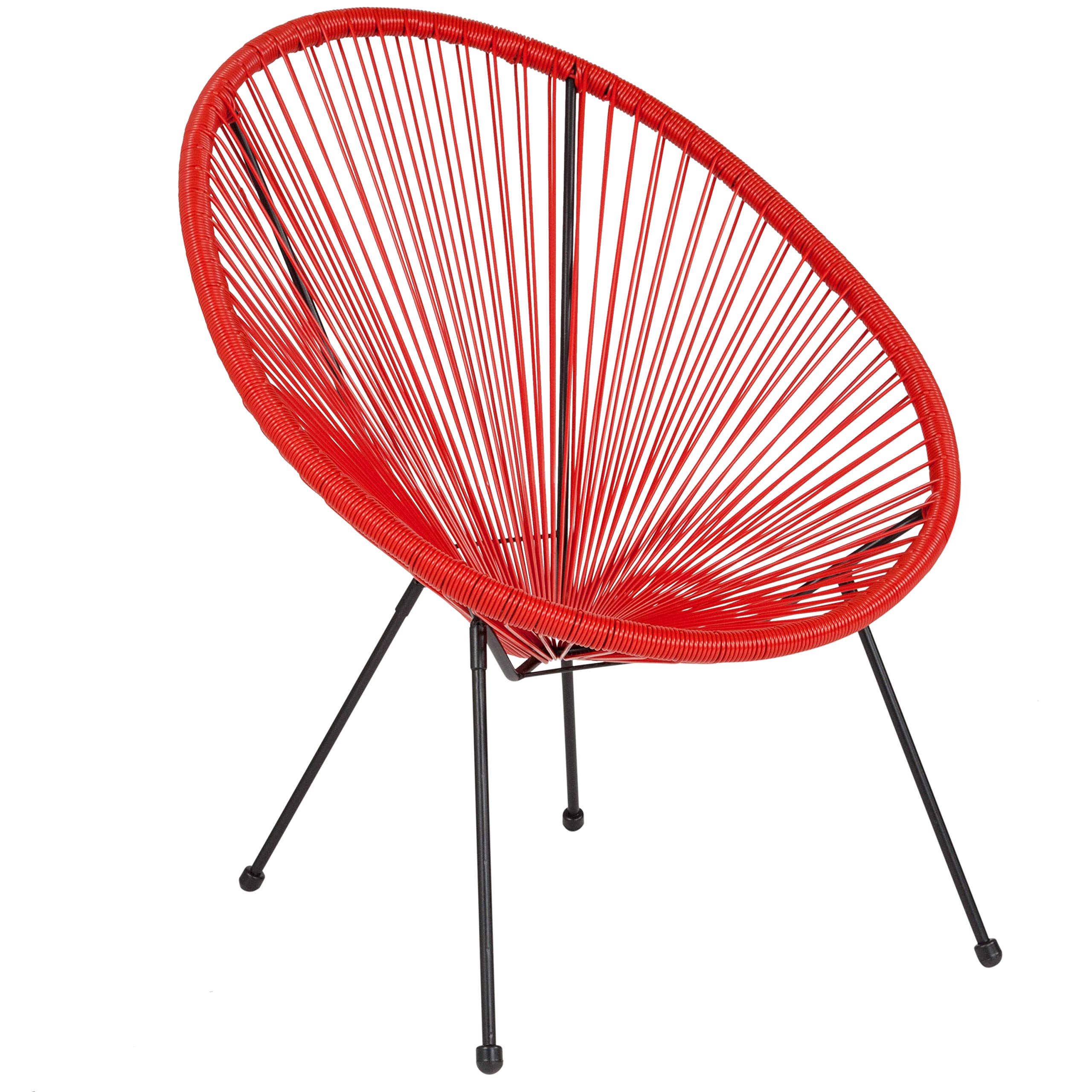 Comfortable Red Papasan Bungee Lounge Chair - Indoor/Outdoor Relaxation Chair for Living Room, Patio, or Bedroom - Perfect for Reading, Napping, and Sunbathing