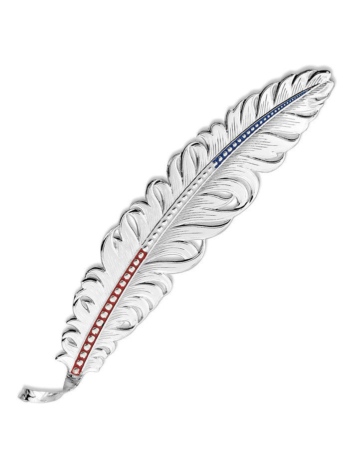 Montana Silversmiths HF4059RWB Patriotic Red White Blue Hat Feather Silver Pin - Perfect for Cowboy Hats, Western Fashion & 4th of July Celebrations