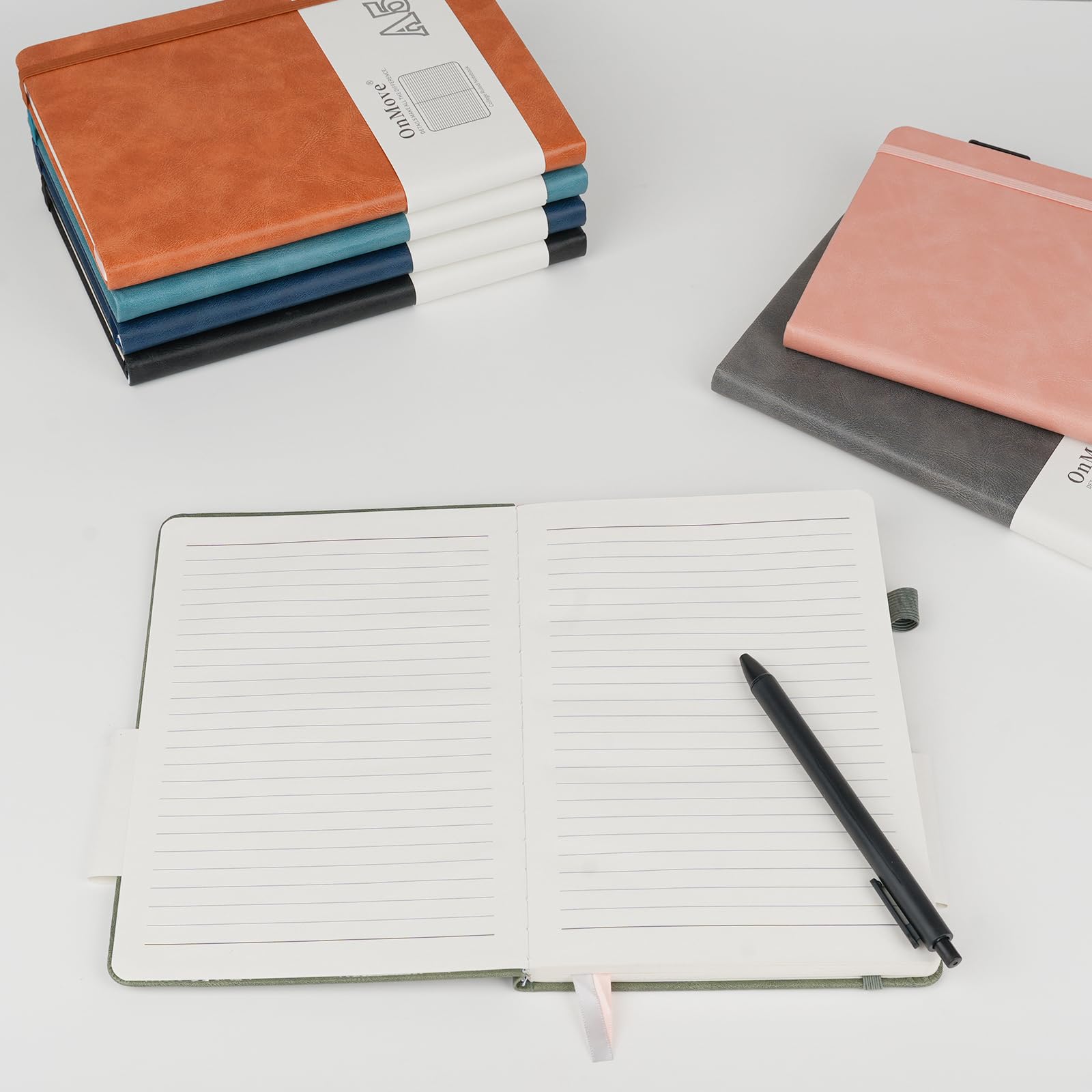 24-Pack Bulk A5 Leather Hardcover Notebooks & Journals for Women & Men - 160 Pages, 100 GSM Thick Paper, Pen Holder - Perfect for Work, School, Office & Daily Writing (Lined, Green)