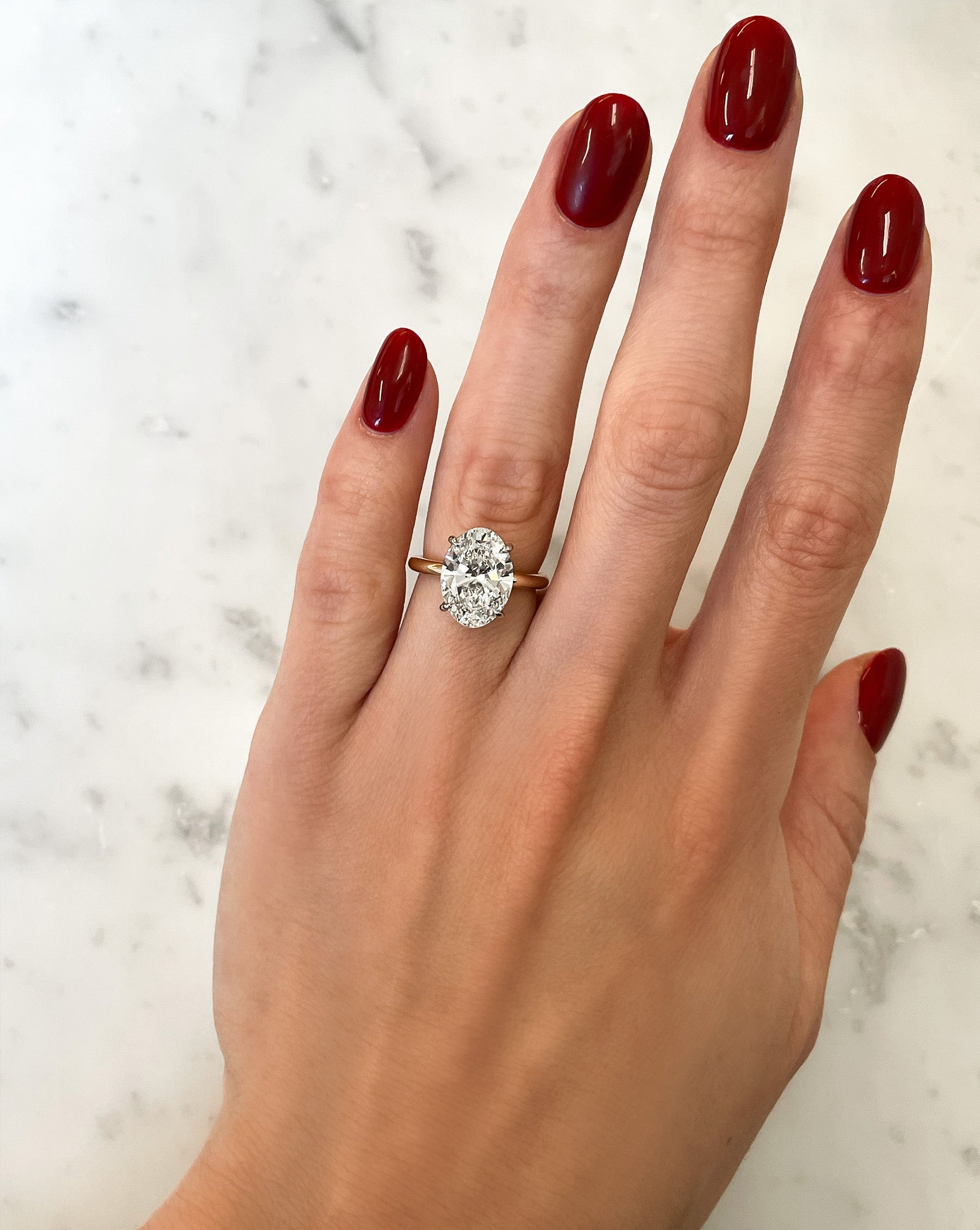 3.81 Carat Lab Grown Oval Cloud Solitaire Diamond Ring - Elegant Engagement & Wedding Jewelry for Women