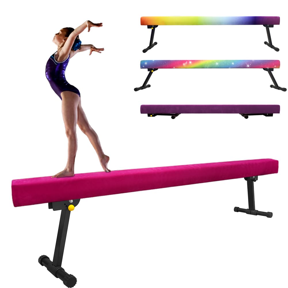 6ft/8ft Adjustable Gymnastics Balance Beam for Kids & Adults - High/Low Floor Beam for Home Training, Physical Therapy & Professional Gymnastics Practice - Perfect for Beginners to Advanced Athletes (Ideal for Home Gyms, Dance Studios & Rehabilitation Centers)
