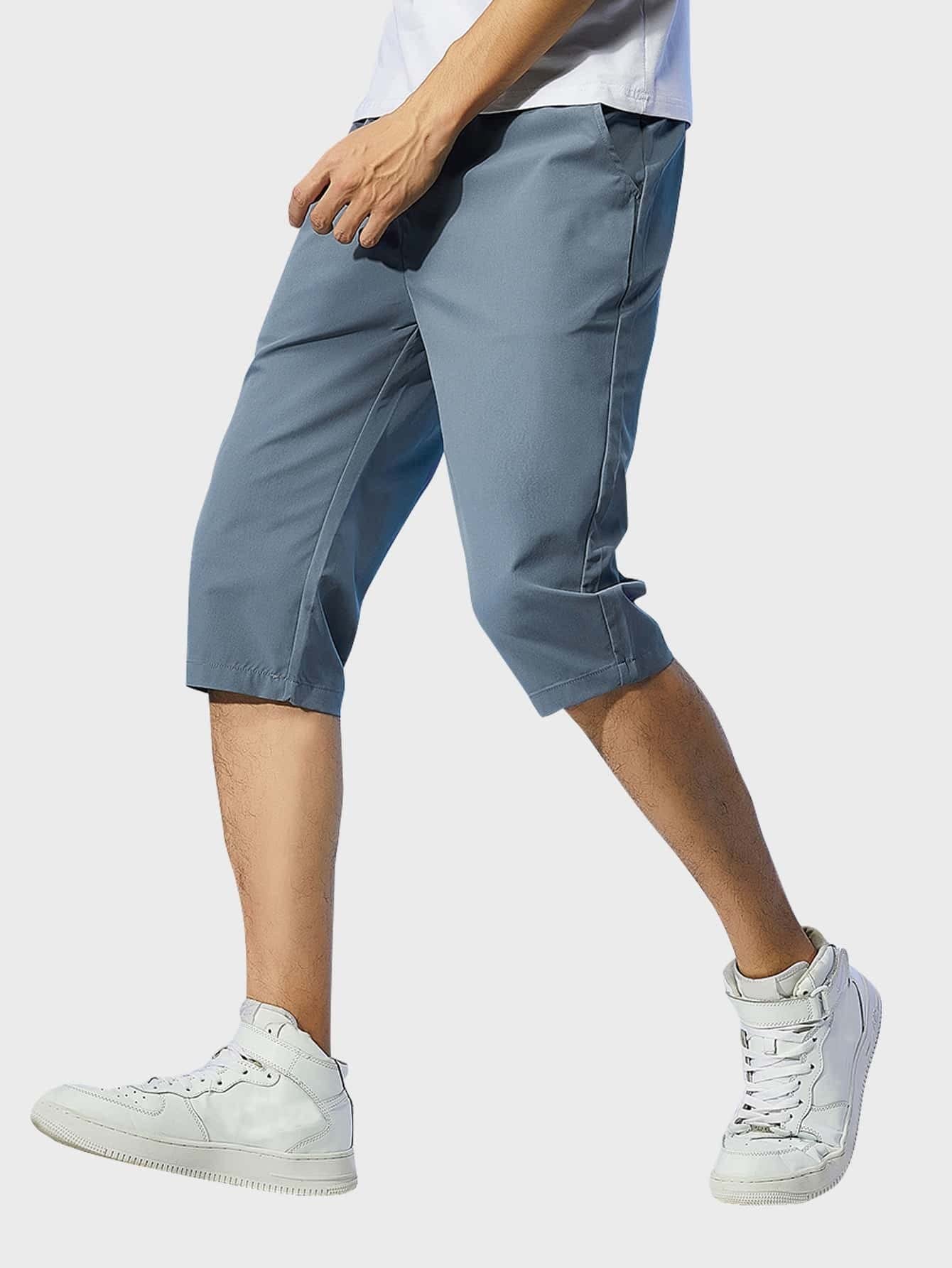 HDZWW Men's Casual Shorts with Slant Pockets & Drawstring Waist - Dusty Blue XS - Perfect for Summer, Beach, Gym & Outdoor Activities