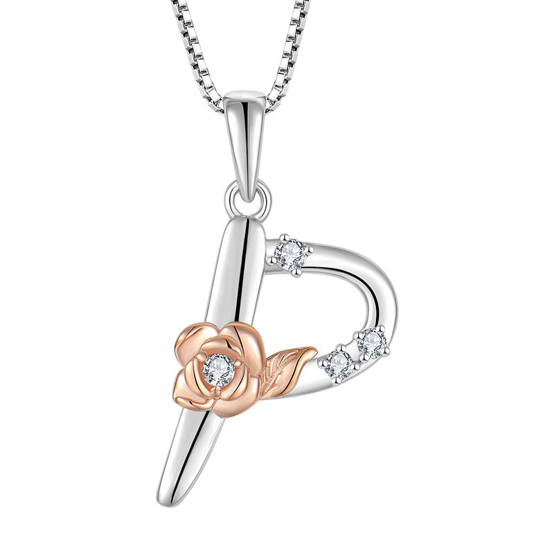 925 Sterling Silver Necklace for Women - Personalized Initial Pendant with Zircon - Elegant Collarbone Chain Jewelry Gift for Her - Perfect for Birthdays, Anniversaries and Special Occasions