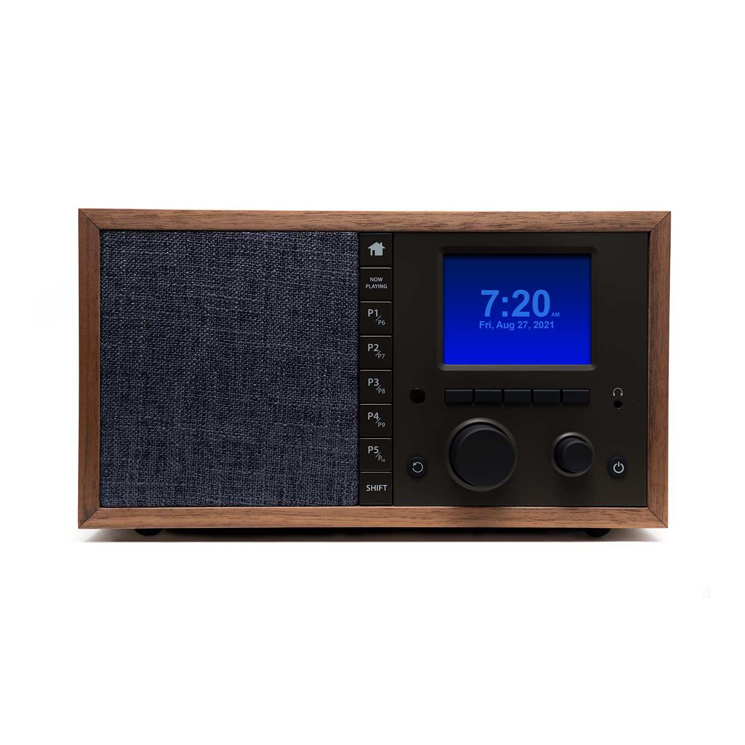 Grace Digital Mondo Elite Classic Smart Internet Radio with Bluetooth, Wi-Fi & Qi Wireless Fast Charger - 7-Day Alarm Clock, No Microphone (Walnut) - Perfect for Bedroom, Office and Kitchen Use
