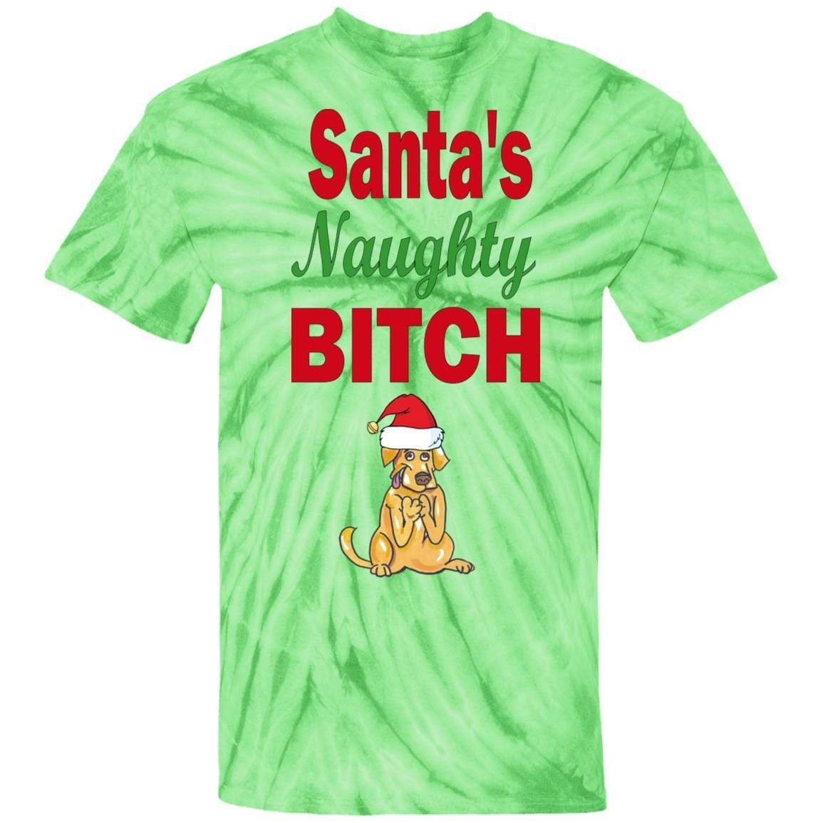 Santa's Naughty Bitch Tie Dye T-Shirt for Women | Funny Christmas Party Outfit | Holiday Gift for Her | Casual Wear & Festive Occasions