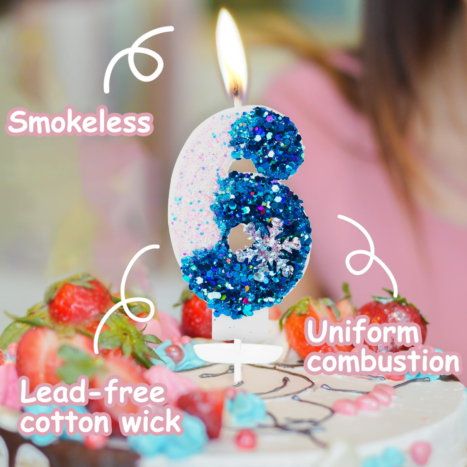Blue & White Frozen Birthday Candles - Sparkler Number 4 Cake Topper for Winter Themed Parties | Birthday Party Supplies & Decorations | Perfect for Frozen-Themed Celebrations, Winter Wonderland Events & 4th Birthday Cakes