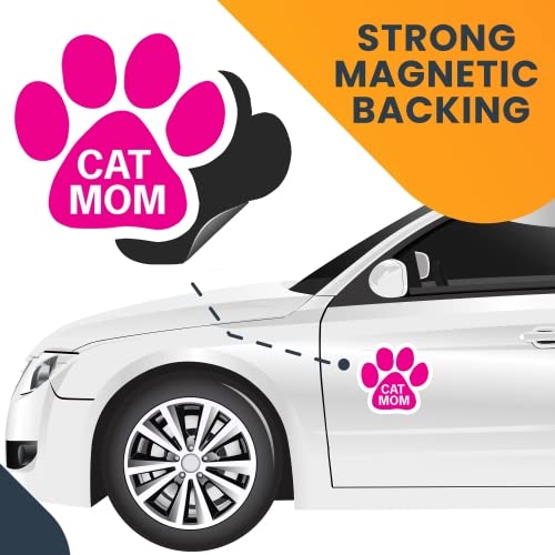 Pink Pawprint Cat Magnet Decal for Cars - 5 Inch Heavy Duty Automotive Magnet - Cat Mom Gift for Motherhood Celebration - USA Made Car Accessories for Trucks & SUVs - Perfect for Pet Lovers & Feline Enthusiasts