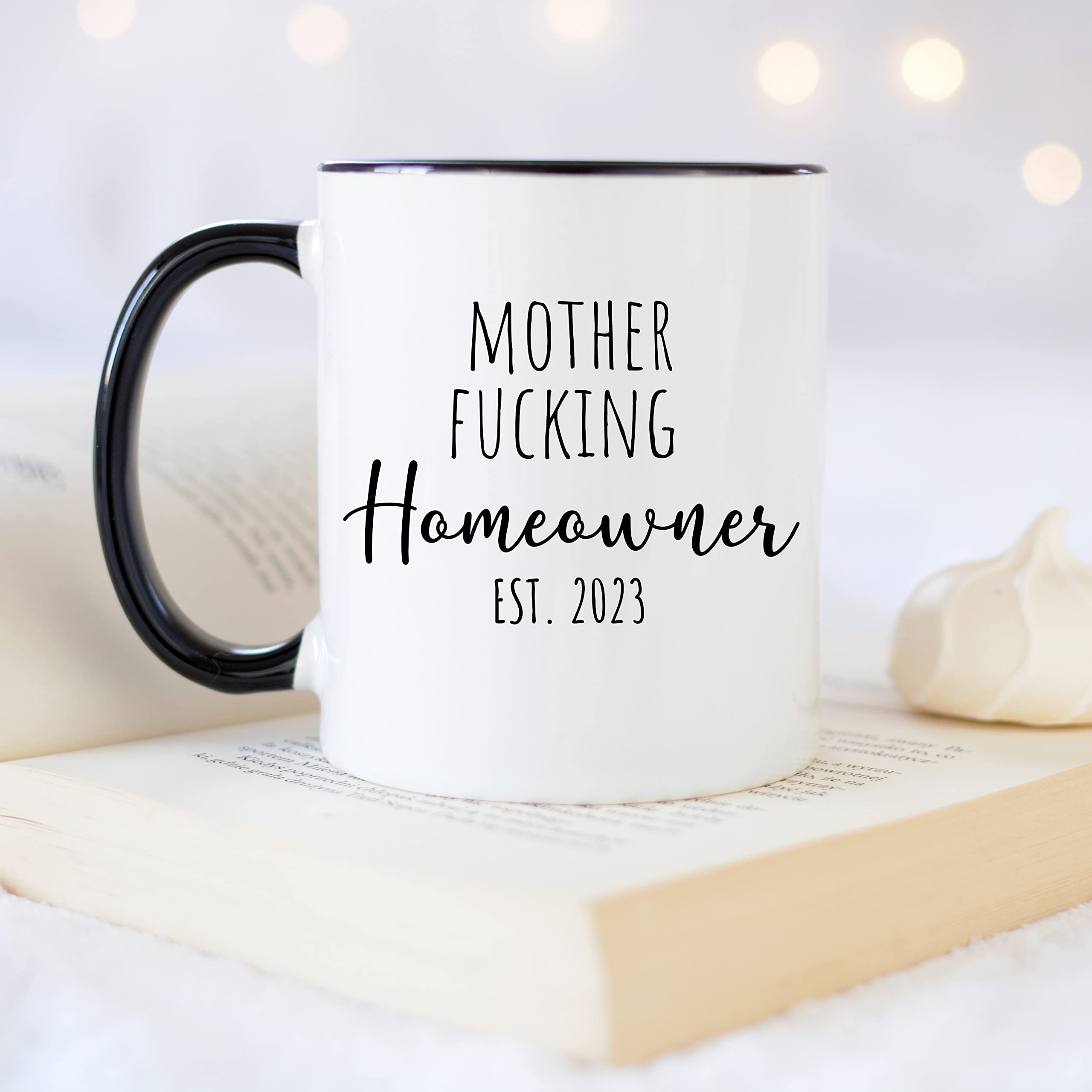 YouNique Designs 11oz Housewarming Mug for New Homeowners - Ceramic Coffee Cup for Women & Men - First Time Home Buyer Gift - Perfect for Housewarming Parties & Daily Coffee Use (Black Handle)