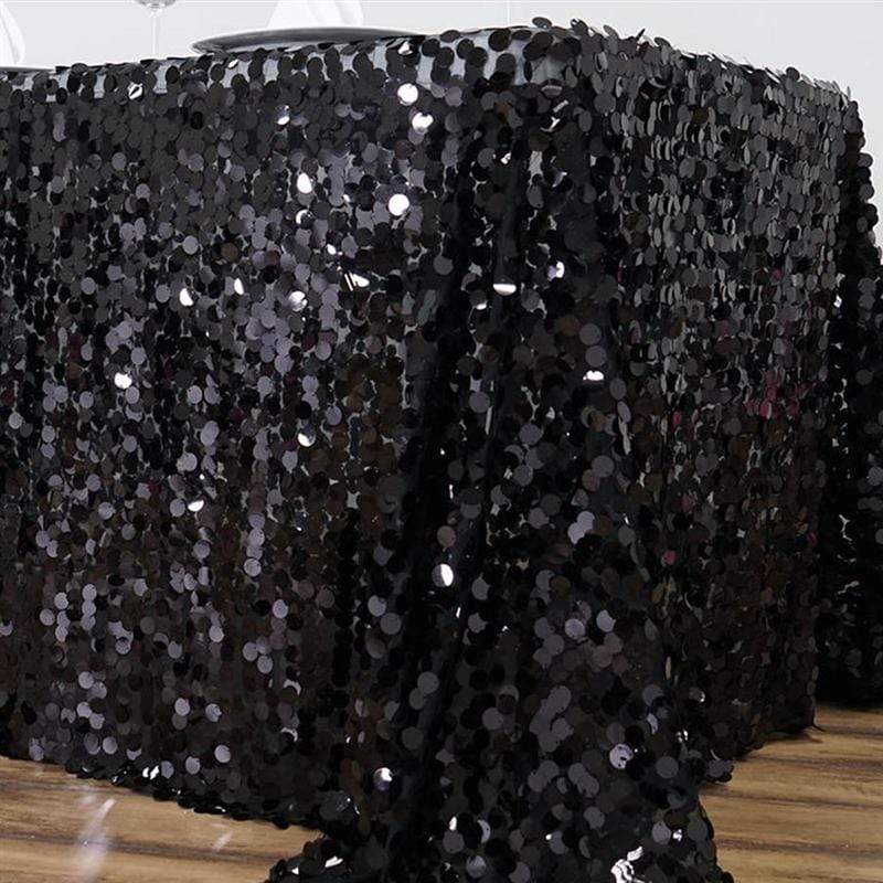 90x156 Inch Large Payette Sequin Rectangular Tablecloth - Elegant Glitter Table Cover for Wedding, Party, and Holiday Decorations