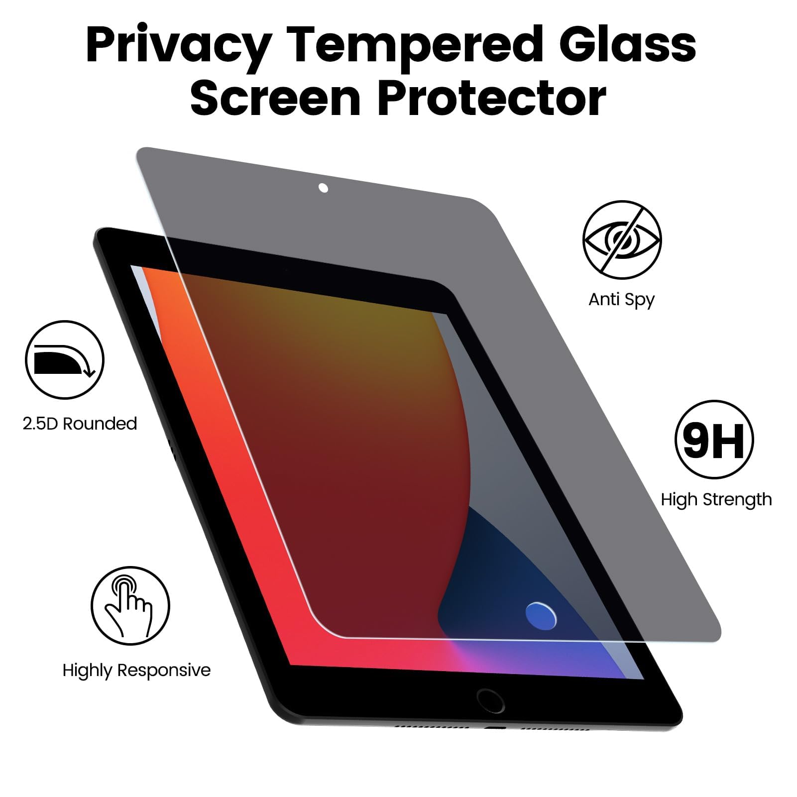 10.5 Inch iPad Air 3 (2019) & iPad Pro (2017) Privacy Screen Protector - Tempered Glass, Apple Pencil Compatible, Anti-Spy, HD Clear (1 Pack) - Perfect for Office, Travel & Secure Browsing