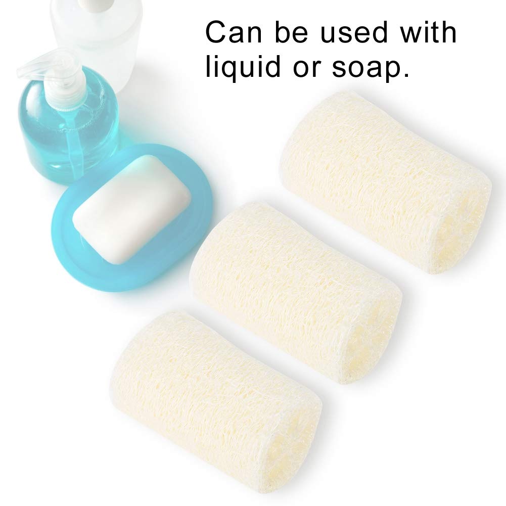 Natural Loofah Bath Sponge - Exfoliating Body Scrubber for Shower & Spa, Dead Skin Remover & Soap Holder, Multi-Purpose Kitchen Cleaning Scrubber (3inch, 6-Pack) - Perfect for Home, Travel & Gifts