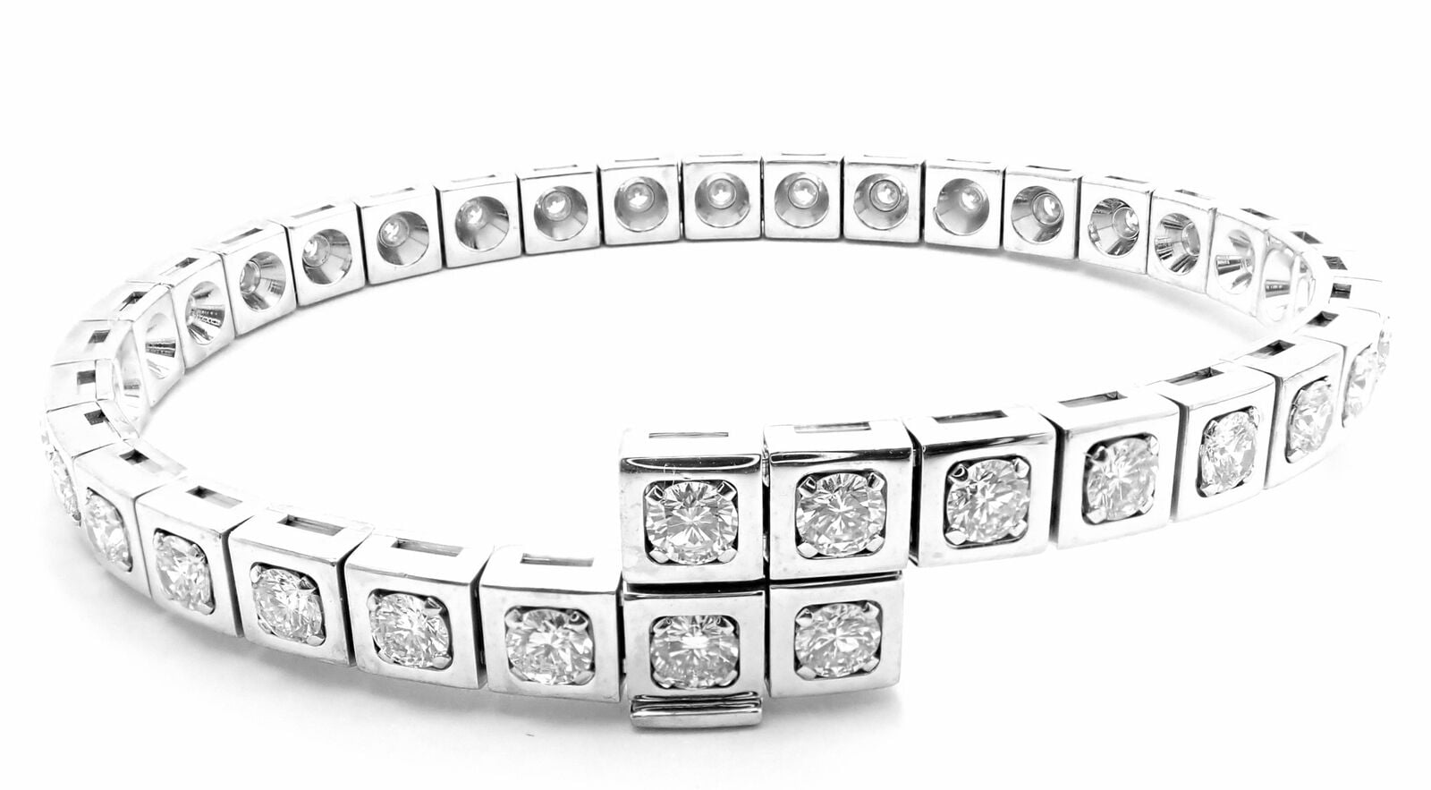 Authentic Cartier Tectonique 18K White Gold Diamond Tennis Bracelet - Luxury Jewelry for Women, Elegant Gift for Anniversary & Special Occasions