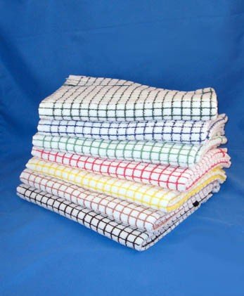 Original Lamont Poli-Check Tea Towels - 12 Pack Green Super Absorbent Kitchen Dish Towels for Drying Dishes, Cleaning Countertops & Household Chores