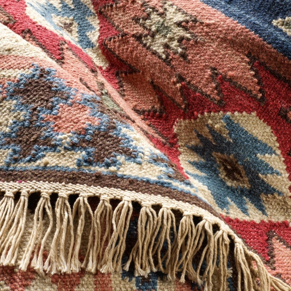 Dash & Albert Balsam Kilim Multi Handwoven Wool Rug - Stylish Bohemian Area Rug for Living Room, Bedroom & Home Decor - Soft & Durable Floor Covering for Cozy Spaces