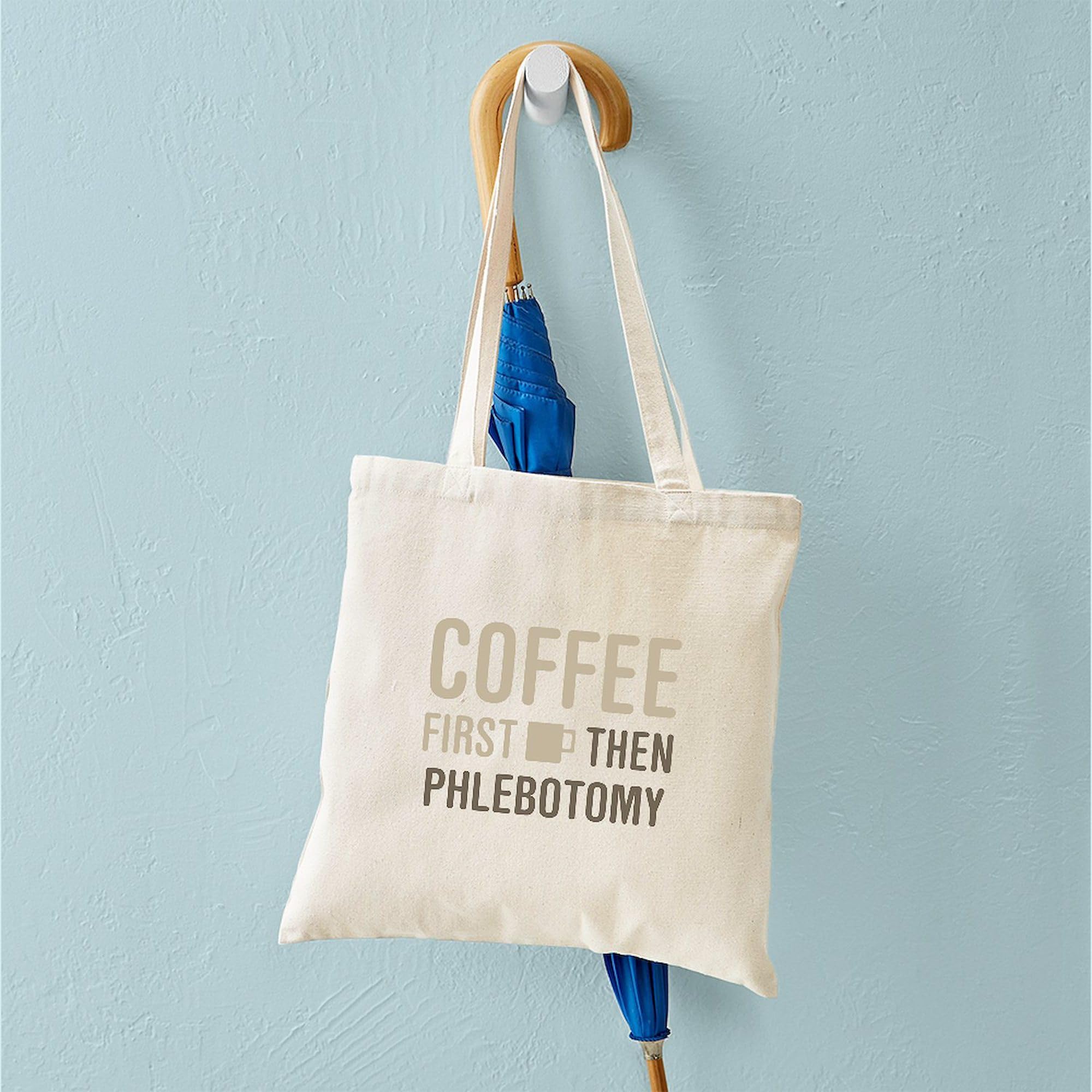 CafePress Coffee Then Phlebotomy Tote Bag - Natural Canvas Reusable Shopping Bag for Nurses, Medical Students & Coffee Lovers - Perfect for Work, School & Groceries