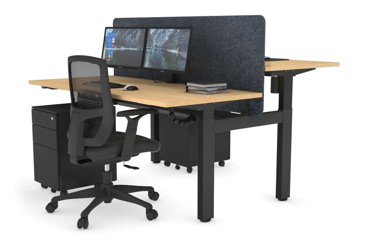 Adjustable Height 2-Person H Bench Workstation - Black Frame [1600L x 700W] - Perfect for Office, Workshop & Collaborative Workspaces