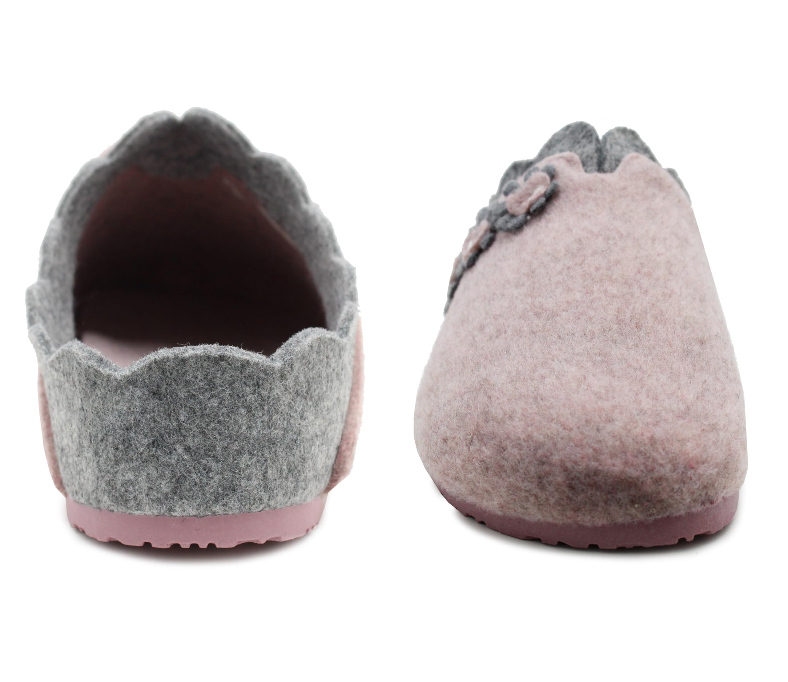 Dr. Keller Women's Backless Felt Slippers - Soft Indoor House Mules for Ladies, Comfortable Slip-On Shoes for Home, Spa & Relaxation
