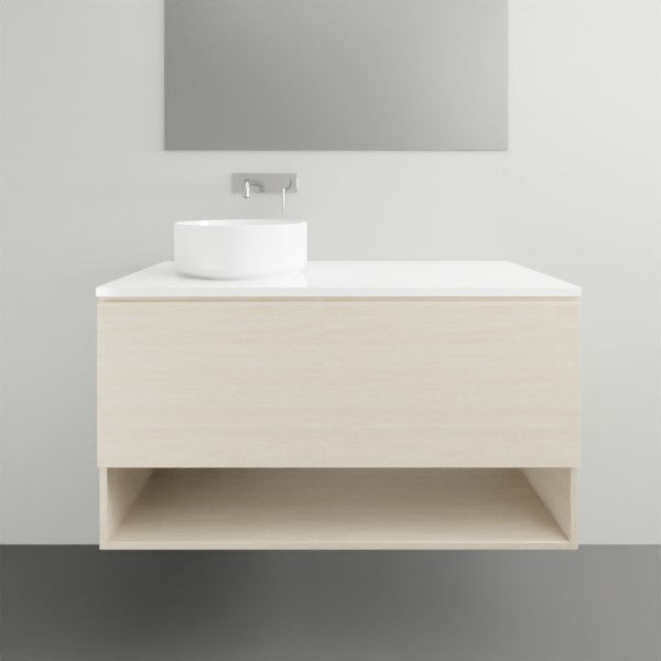 ADP Glacier Lite Shelf Slim Vanity with Solid Surface Top - Modern Bathroom Storage Solution for Small Spaces, Perfect for Makeup Organization and Bathroom Essentials
