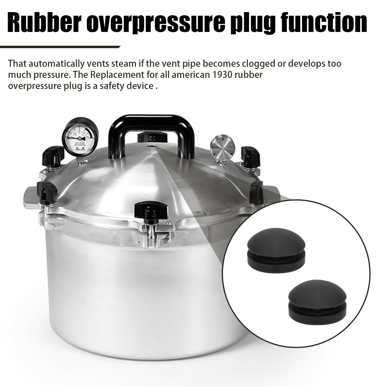 2-Pack Rubber Pressure Cooker Safety Plug - Auto Steam Venting Overpressure Release Valve (1930 Model) - Compatible with Most Pressure Cookers & Canners | Perfect for Home Canning, Preserving, and Safe Cooking