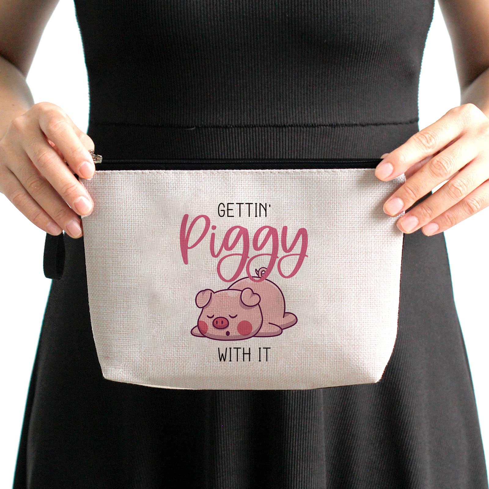 Funny Pig Cosmetic Bags with Zipper - Cute Piggy Pouch for Women | Perfect Gift for Pig Lovers, Birthday Present & Party Decor | Travel Makeup Organizer & Everyday Essentials Storage