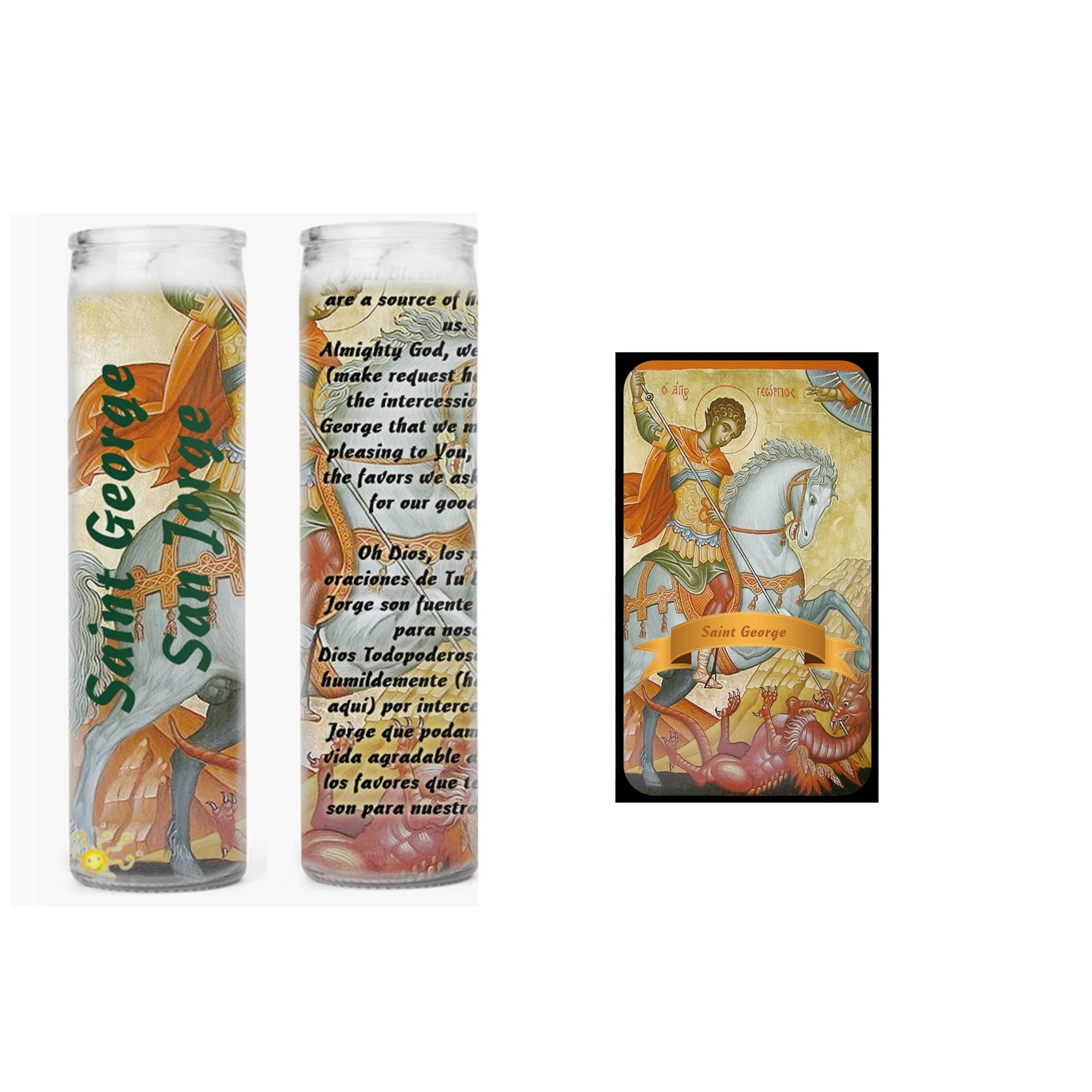 St. George Military Saint Candles Set with Prayer Card - Home & Prayer Decor
