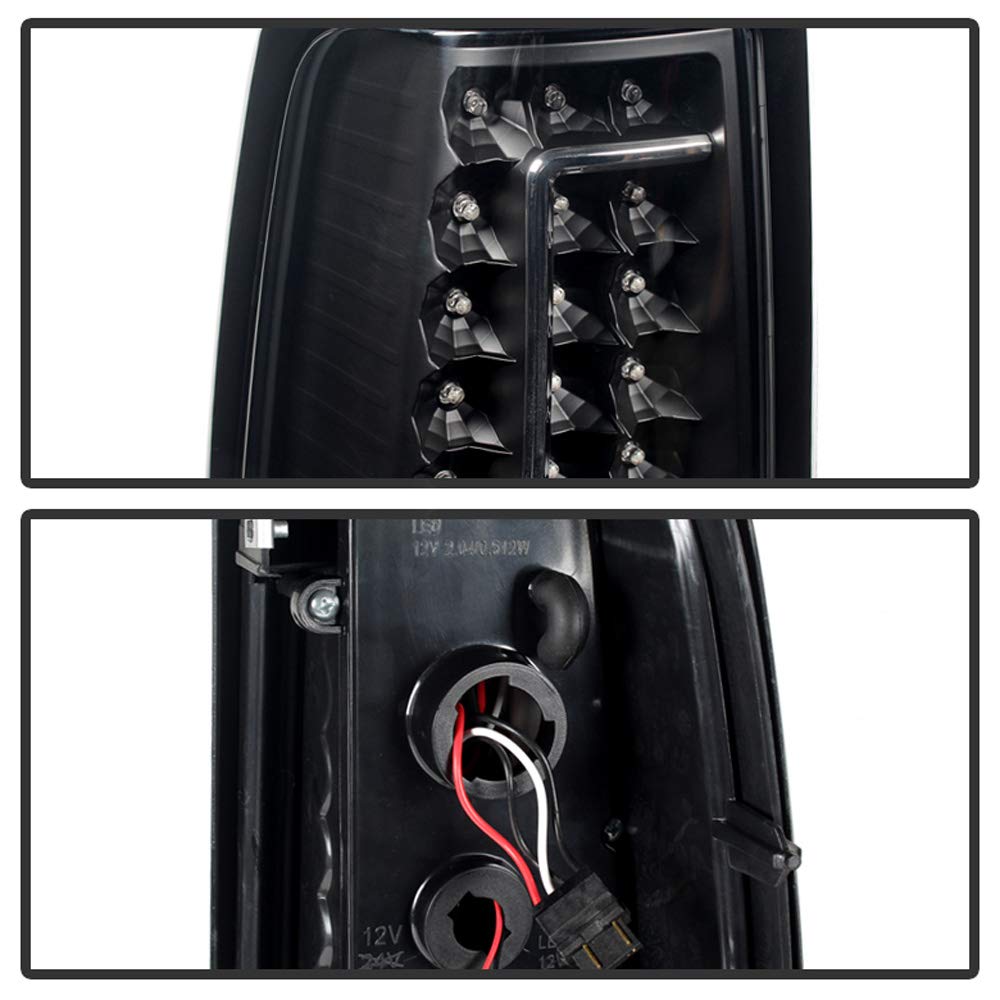 ACANII LED Tail Lights Brake Lamps for 2003-2006 Chevy Silverado 1500 2500HD 3500HD - Black Housing with C-Strip Design - Left & Right Pair - Upgrade Your Truck's Style & Visibility for Night Driving & Towing