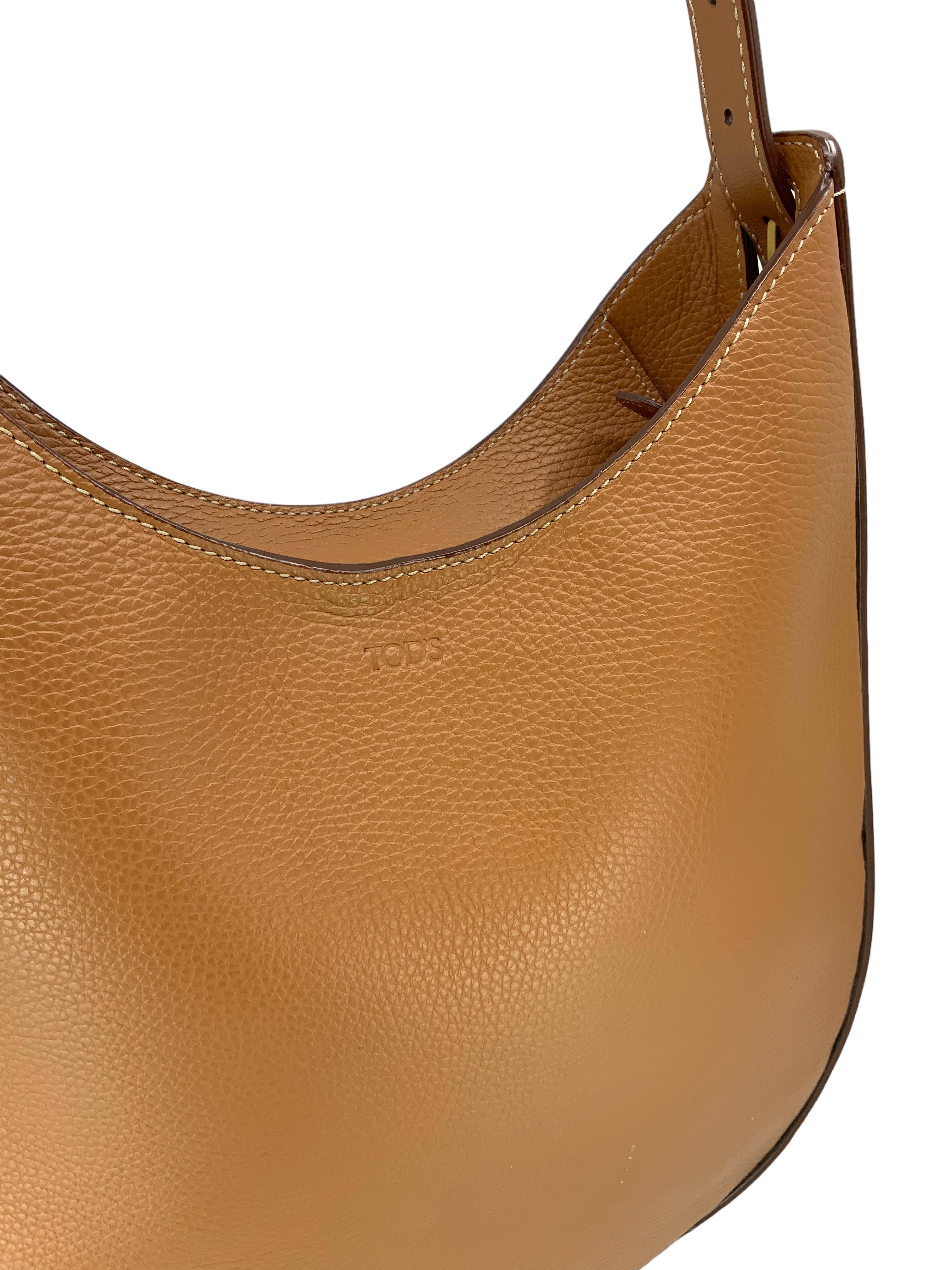 TOD'S Logo Plaque Leather Shoulder Bag for Women - Genuine Leather Designer Handbag - Perfect for Work, Travel & Everyday Use