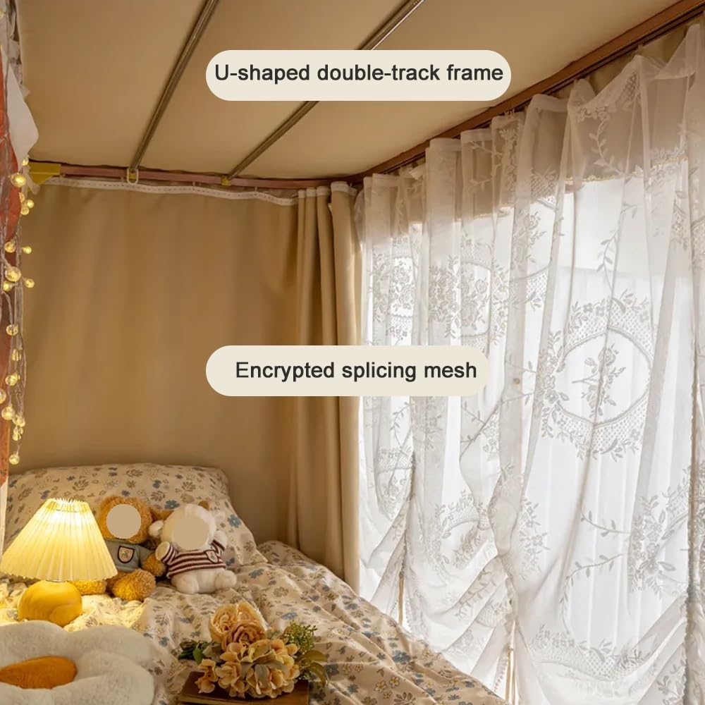 Breathable Mesh Bunk Bed Privacy Curtain Set with Frame - 47.2 Inch Dorm Bed Canopy for Top Bunk, Loft & College Dorm Rooms - Perfect for Privacy, Study & Sleep in Shared Spaces
